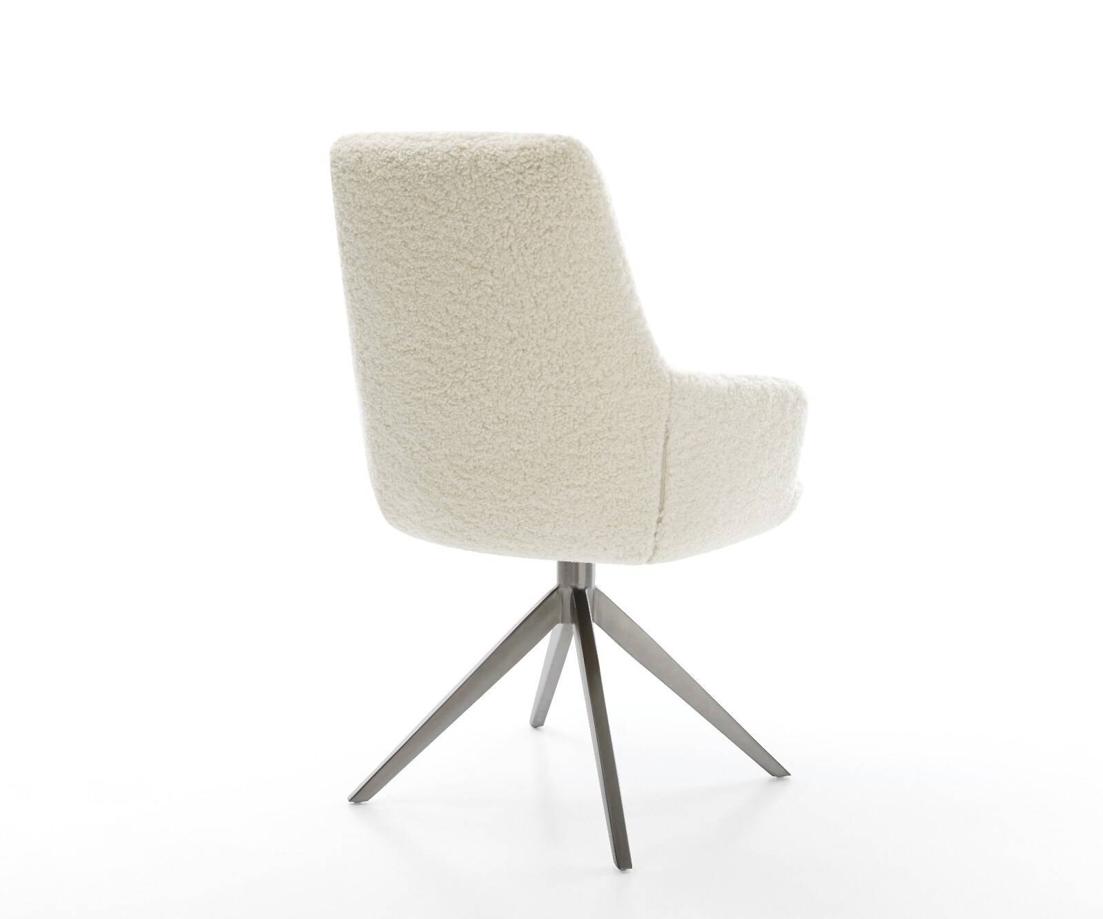 Chaise-pivotante Zelia-Flex avec accoudoirs tissu teddy beige pied croisé large grafiete pivotement sur 360° fonction bascule resorts ensachés 5