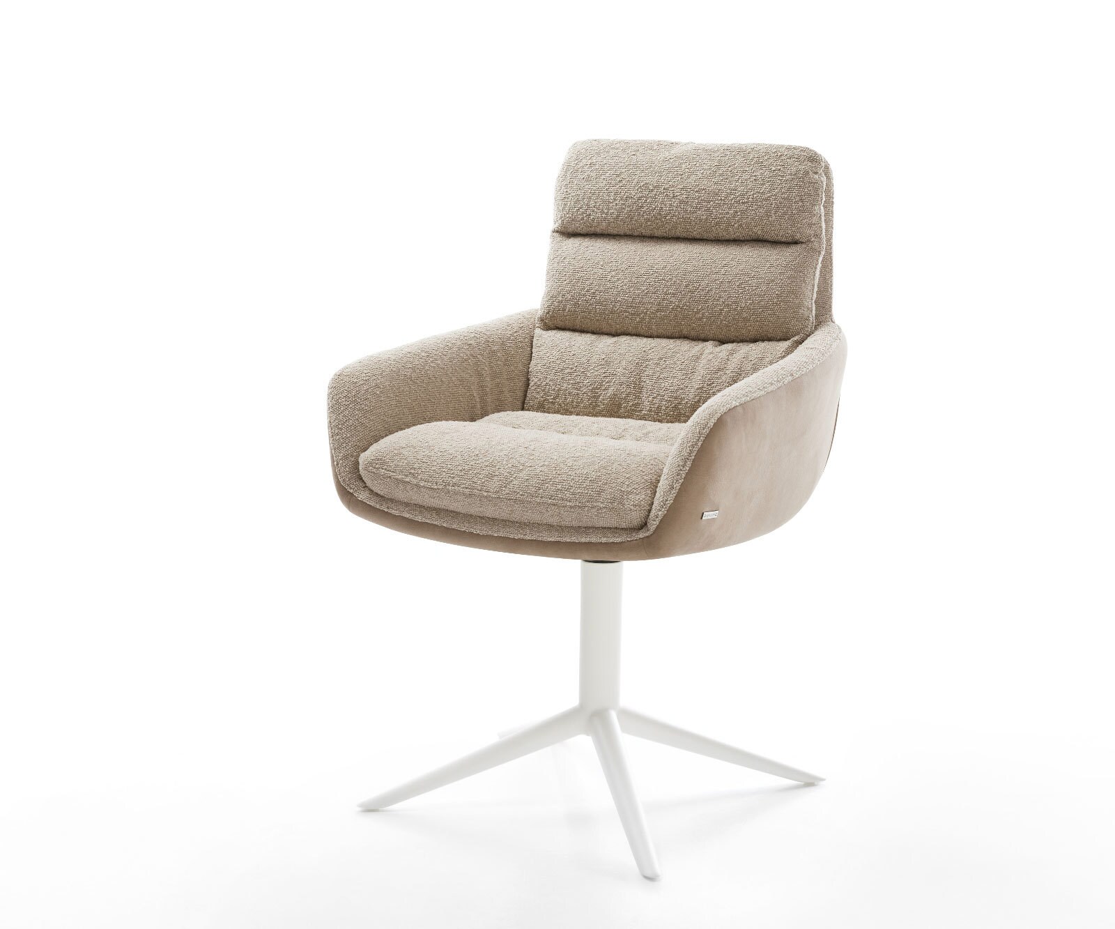 Chaise-pivotante Abelia-Flex avec accoudoirs tissu mixte couleur boue pied de chaise 4 branches blanc pivotement sur 360° fonction bascule