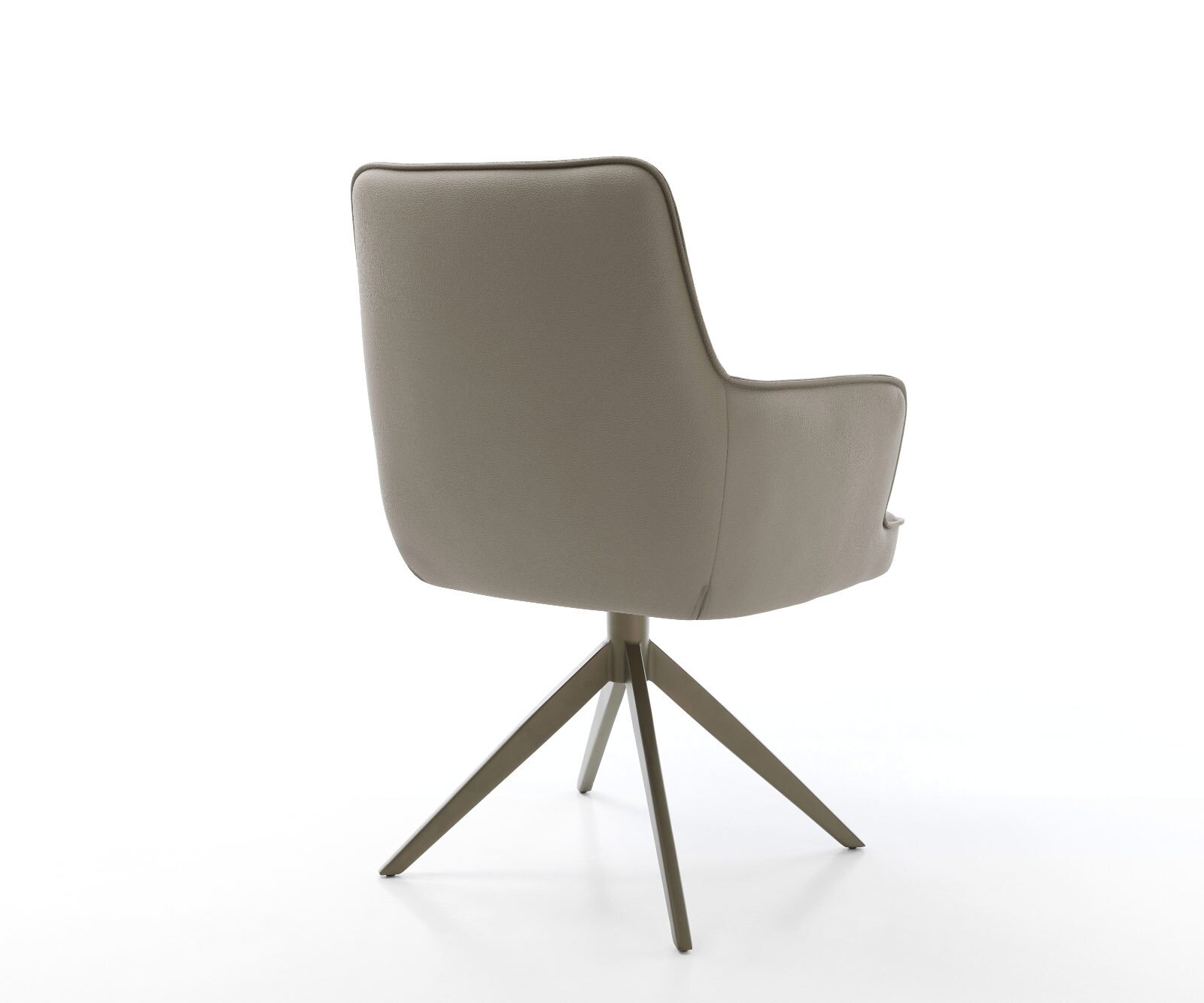 Chaise-pivotante Heira-Flex cuir de vache couleur boue pied croisé large aspect titane pivotement sur 360° fonction bascule ressorts ensachés 4
