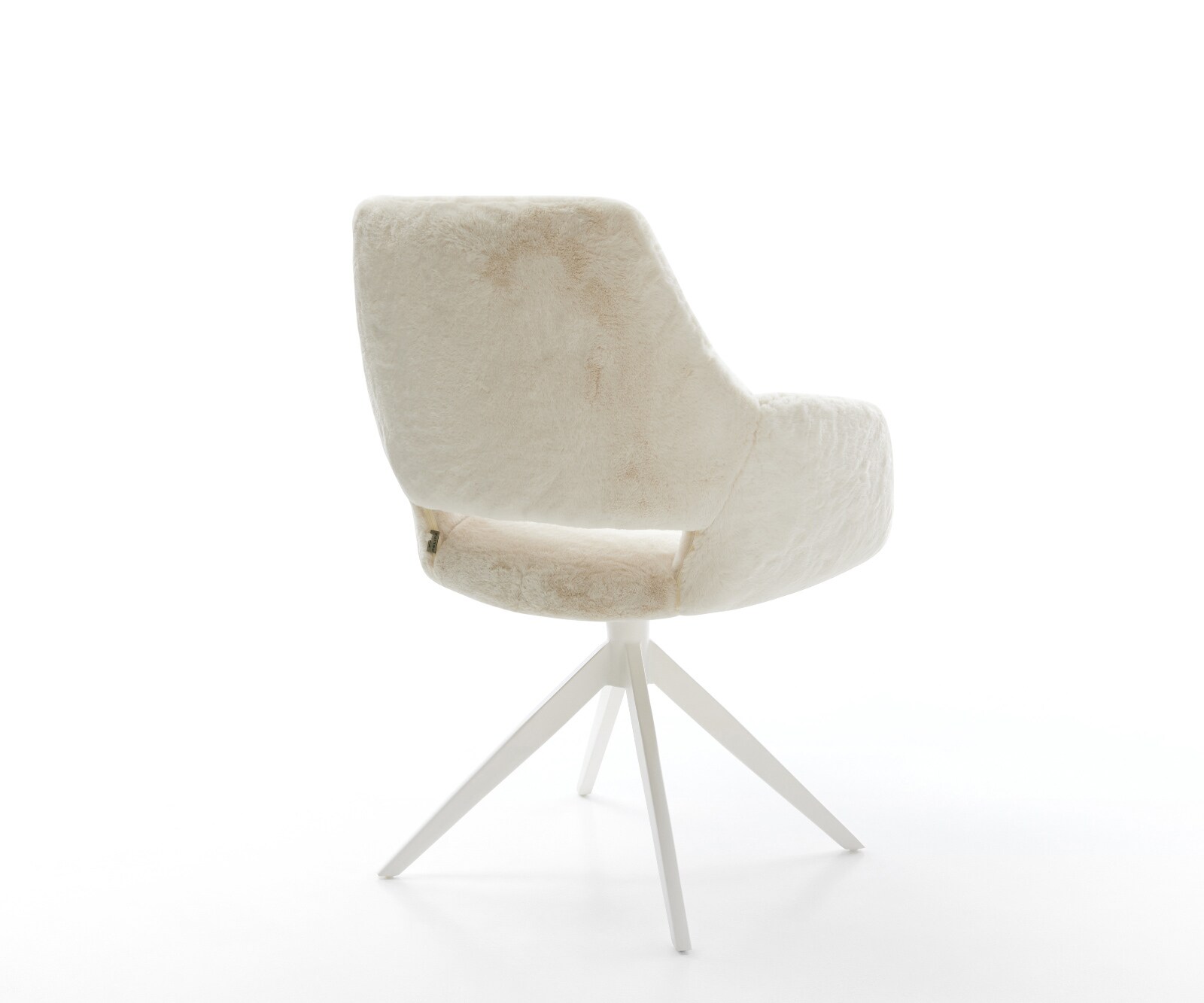 Chaise-pivotante Yago-Flex avec accoudoirs peluche crème-blanc pied croisé large blanc pivotement sur 360° fonction bascule resorts ensachés 5