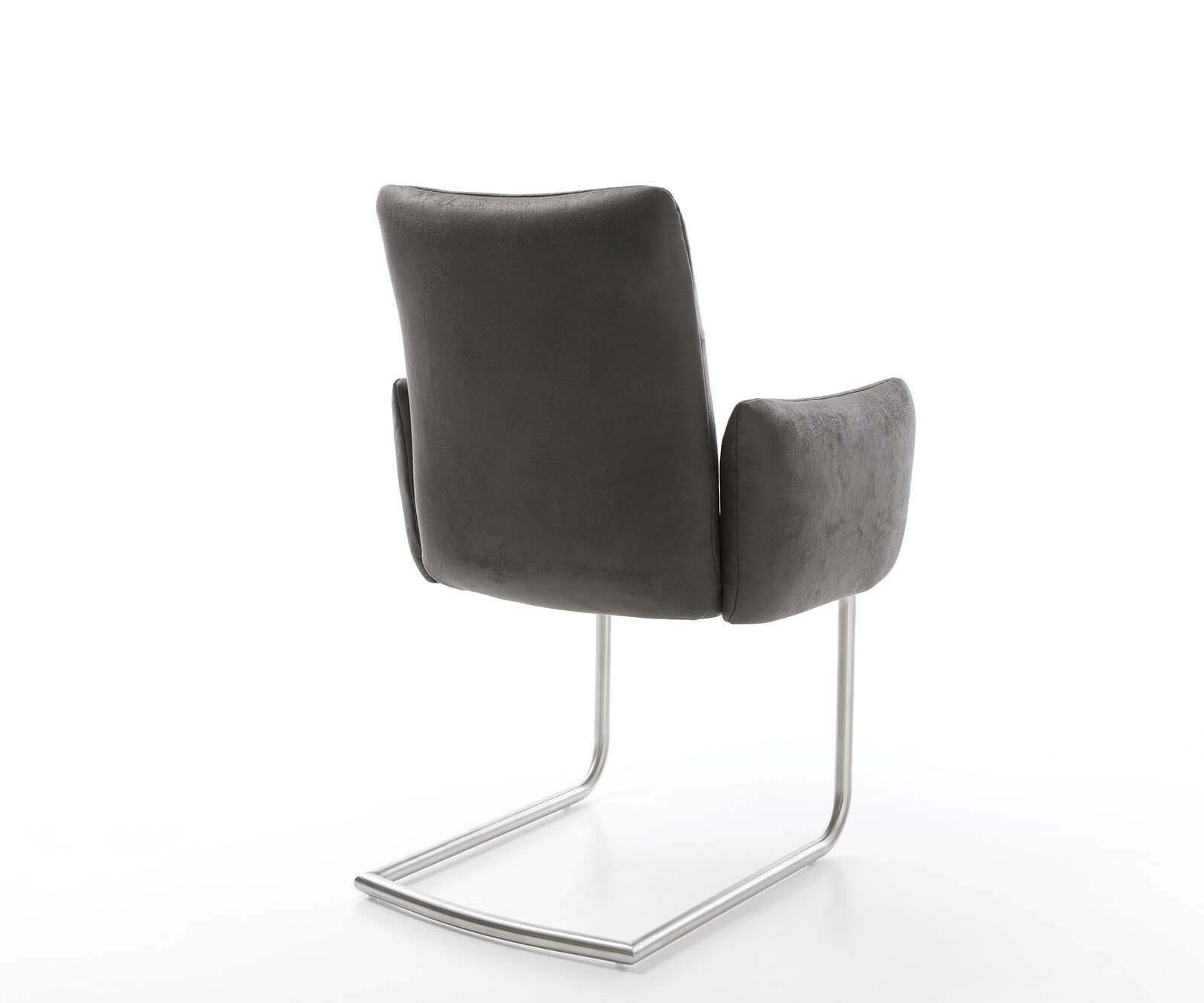 Cantilever Jova-Flex avec accoudoirs microvelours anthracite vintage pied cantilever rond acier inoxydable brossé ressorts ensachés 5 Cantilever Jova-Flex avec accoudoirs microvelours anthracite vintage pied cantilever rond acier inoxydable brossé ressorts ensachés 5