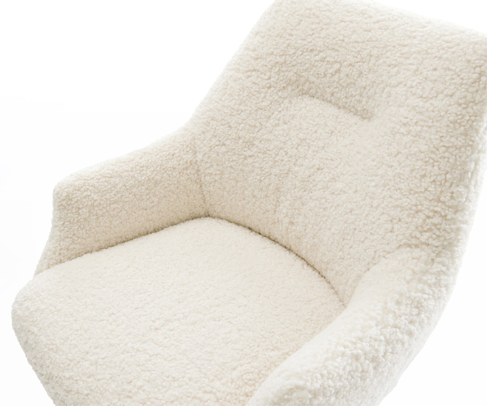 Chaise-de-bar Alja-Flex Tissu teddy Beige Pied pivotant réglable en hauteur blanc Blanc Ressort ensaché 3
