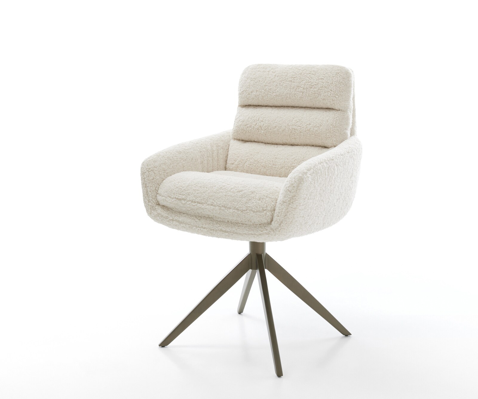 Chaise-pivotante Abelia-Flex avec accoudoirs tissu teddy beige pied croisé large aspect titane pivotement sur 360° fonction bascule 1