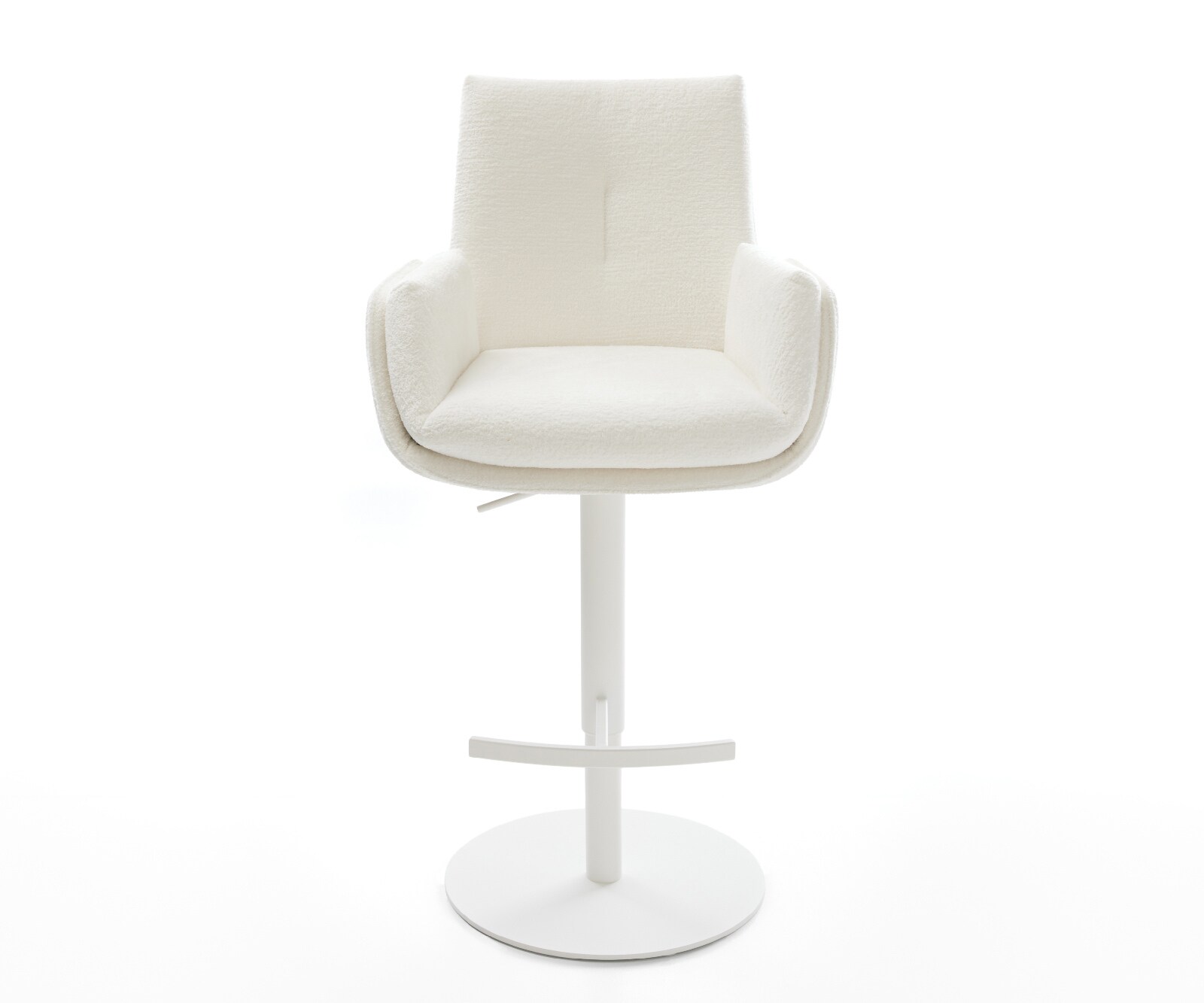 Chaise-de-bar Clea-Flex Bouclé doux Beige Pied pivotant réglable en hauteur blanc Blanc 1