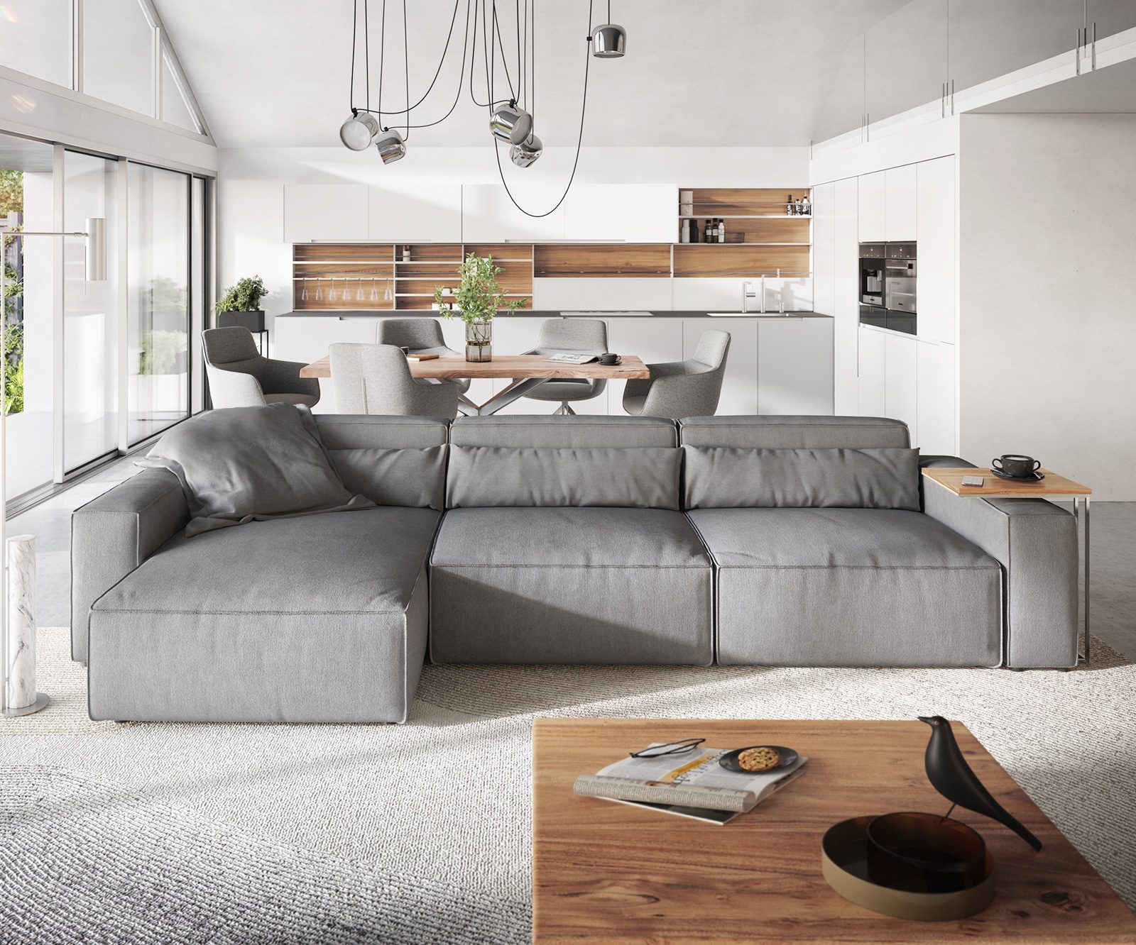 Canapé d'angle Sirpio XL 370x170 cm Microfibre Gris 1 Canapé d'angle Sirpio XL 370x170 cm Microfibre Gris 1