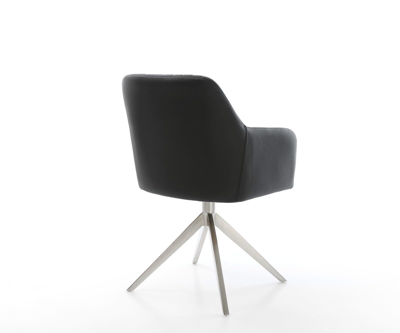 Chaise-pivotante Greg-Flex cuir de vache noir pied croisé large acier inoxydable brossé pivotement sur 360° fonction bascule ressorts ensachés 5