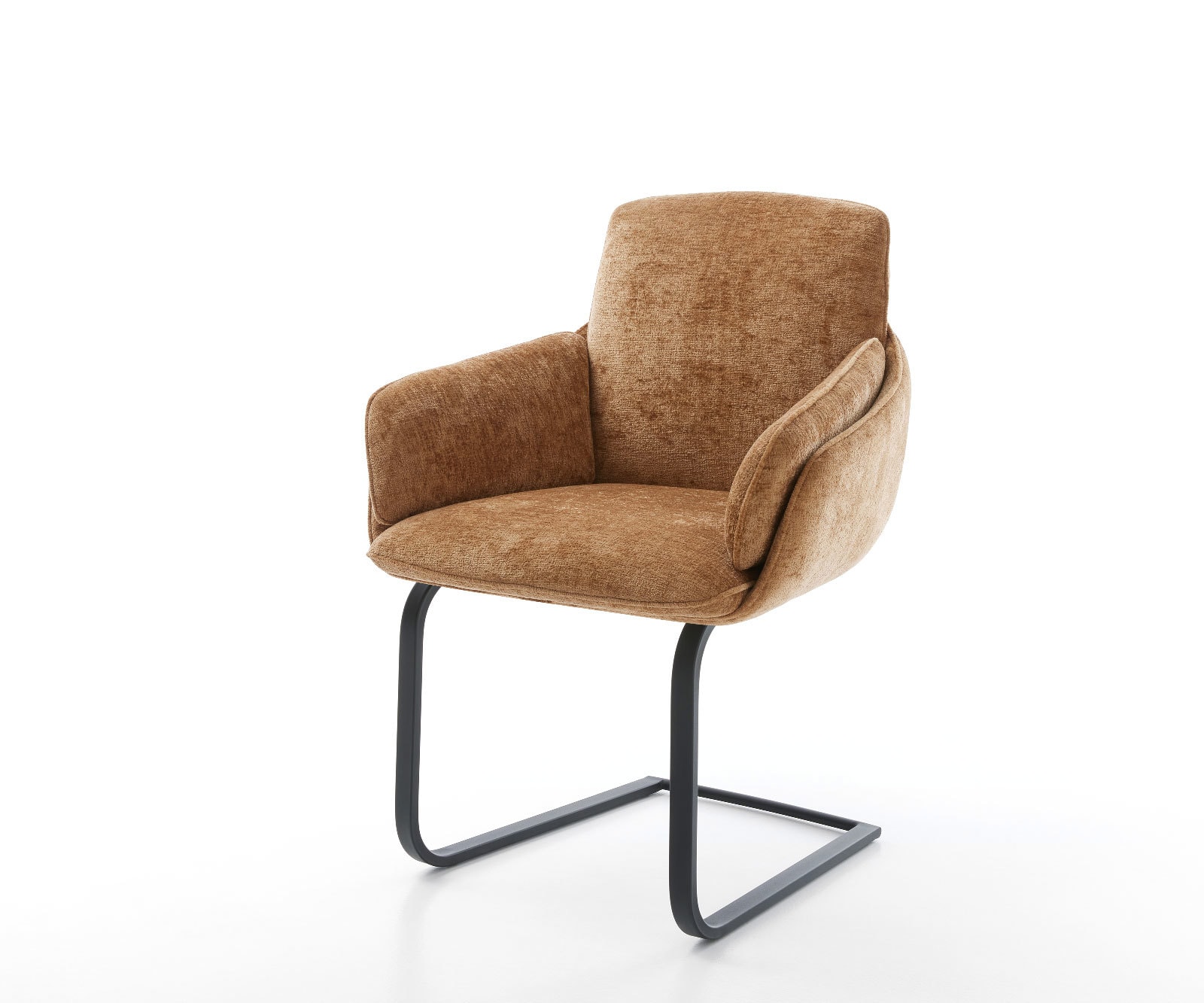 Cantilever Luan-Flex avec accoudoirs chenille rouille pied cantilever plat noir Cantilever Luan-Flex avec accoudoirs chenille rouille pied cantilever plat noir