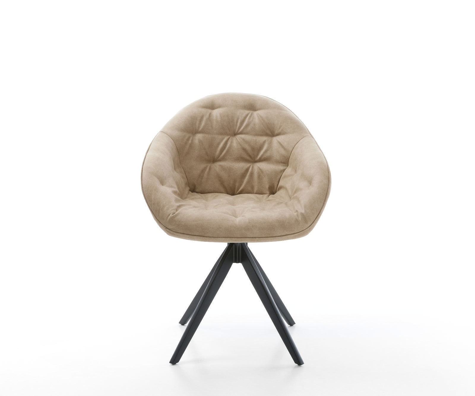 Chaise-de-salle-à-manger Gaio-Flex microvelours beige vintage pied croisé angulaire noir 1 Chaise-de-salle-à-manger Gaio-Flex microvelours beige vintage pied croisé angulaire noir 1