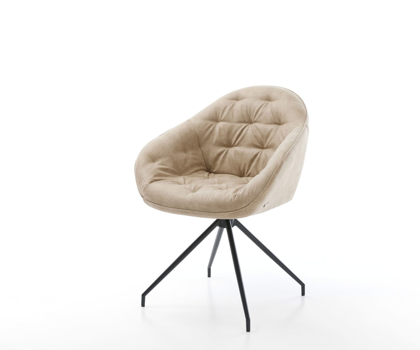 Chaise-de-salle-à-manger Gaio-Flex microvelours beige vintage pied croisé conique noir