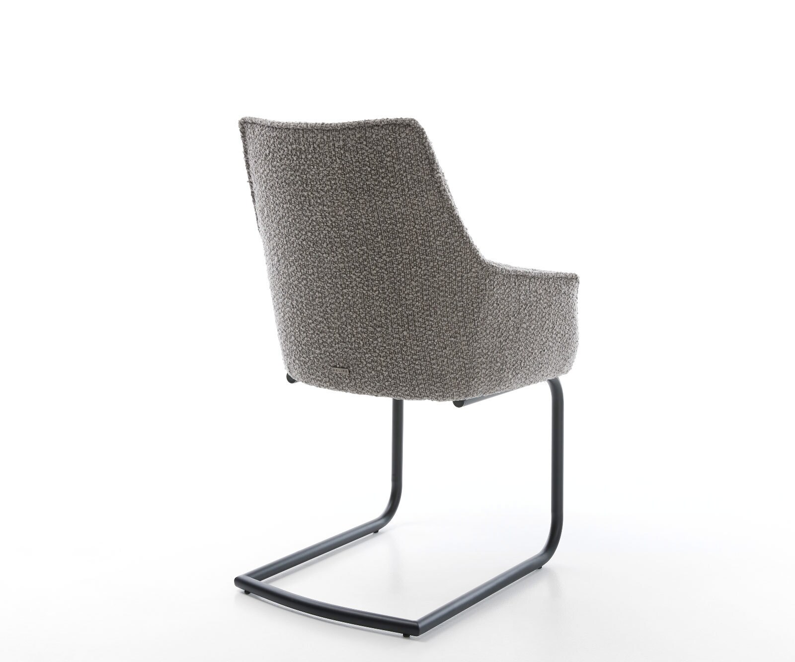 Cantilever Alja-Flex avec accoudoirs bouclé gris argenté pied cantilever rond noir ressorts ensachés 5
