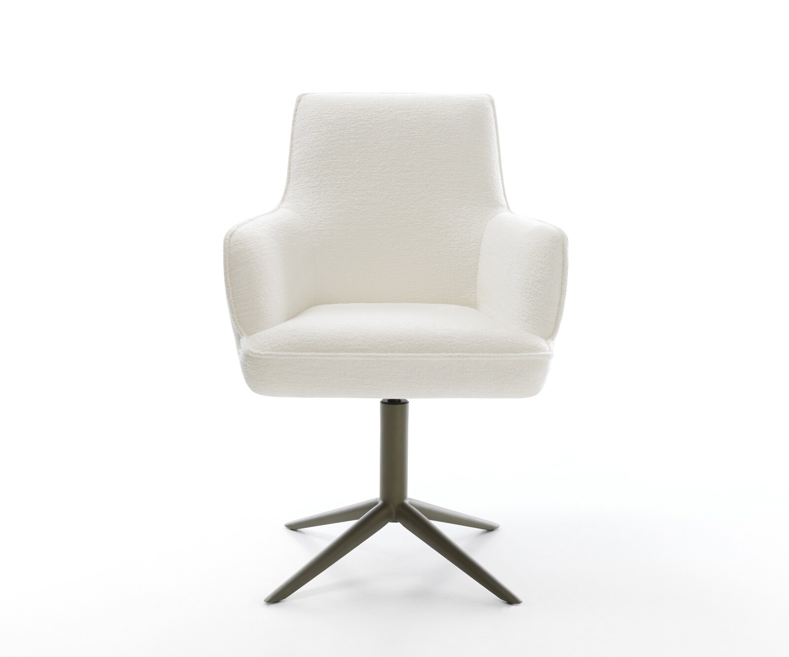 Chaise-pivotante Heira-Flex avec accoudoirs bouclé doux beige pied de chaise 4 branches aspect titane pivotement sur 360° fonction bascule resorts ensachés 2