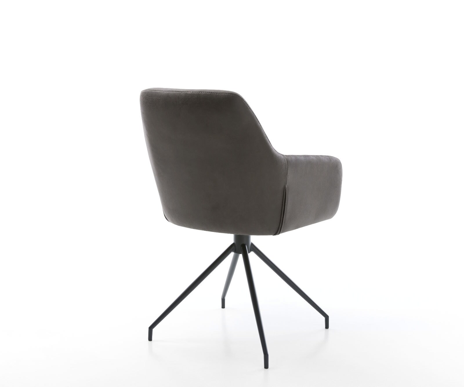 Chaise-de-salle-à-manger Pejo-Flex microvelours anthracite vintage pied croisé conique noir ressorts ensachés 4