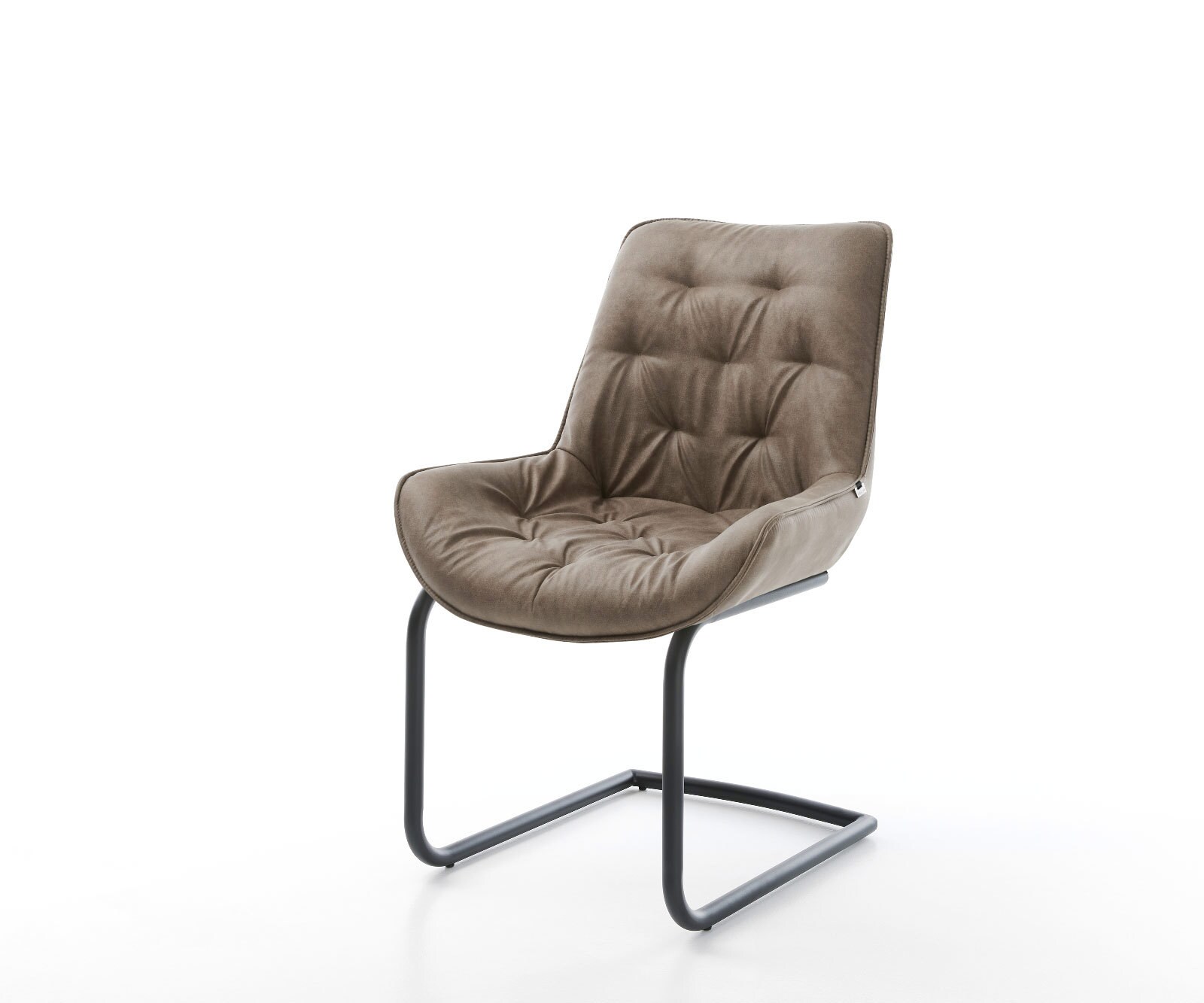 Cantilever Taimi-Flex microvelours taupe vintage pied cantilever rond noir