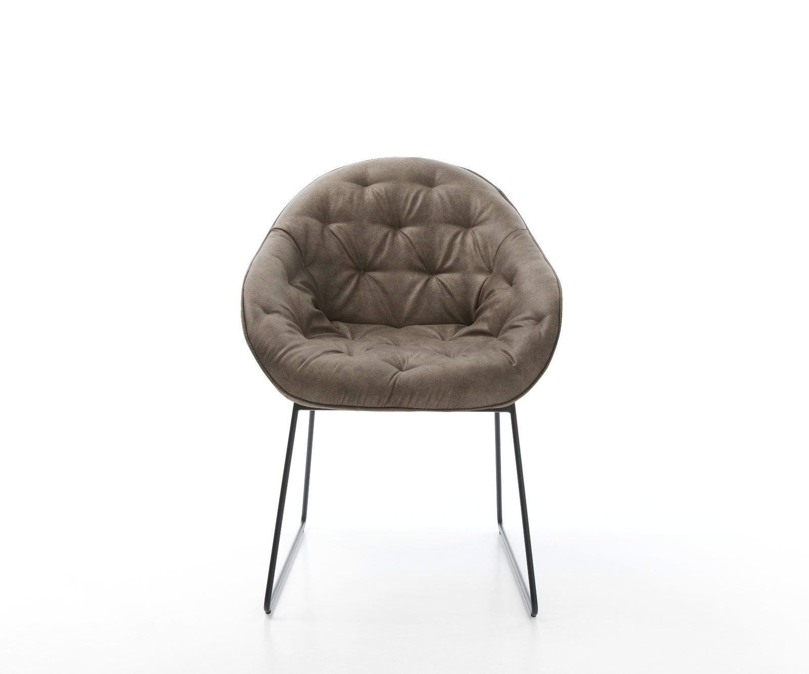 Chaise-de-salle-à-manger Gaio-Flex microvelours taupe vintage pied trapèze noir 1 Chaise-de-salle-à-manger Gaio-Flex microvelours taupe vintage pied trapèze noir 1