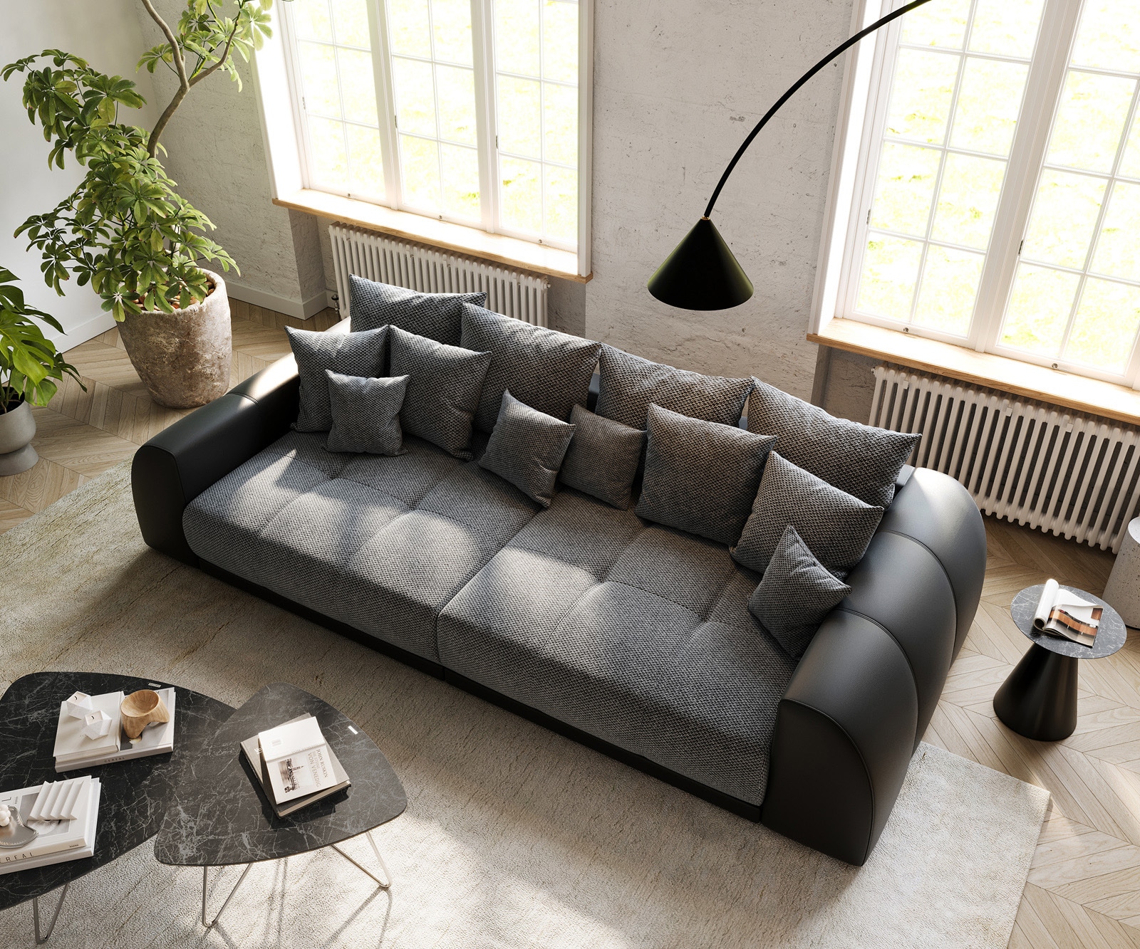 Grand Canapé Violetta 310x135 cm noir avec coussin inclus 4 Grand Canapé Violetta 310x135 cm noir avec coussin inclus 4