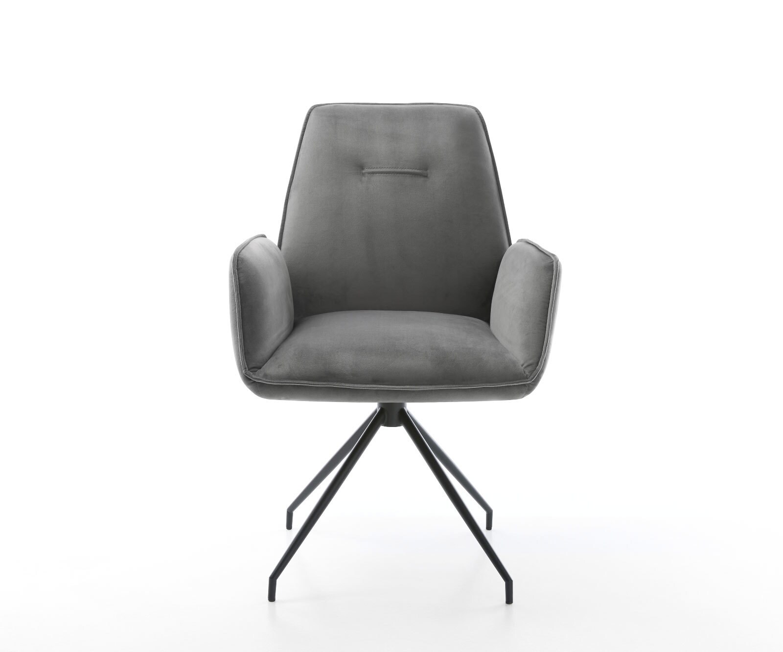 Chaise-de-salle-à-manger Zoa-Flex velours gris pied croisé conique noir ressorts ensachés 1 Chaise-de-salle-à-manger Zoa-Flex velours gris pied croisé conique noir ressorts ensachés 1