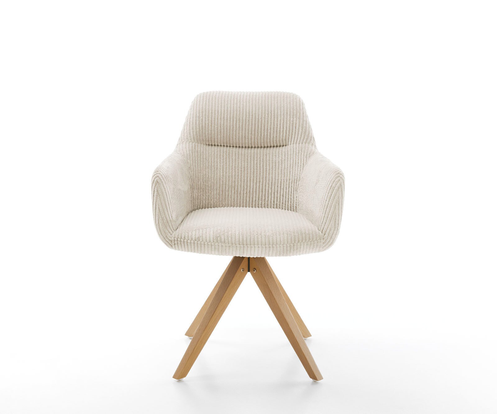 Chaise-de-salle-à-manger Pejo-Flex côtelé beige vintage pied en bois angulaire naturel ressorts ensachés 1
