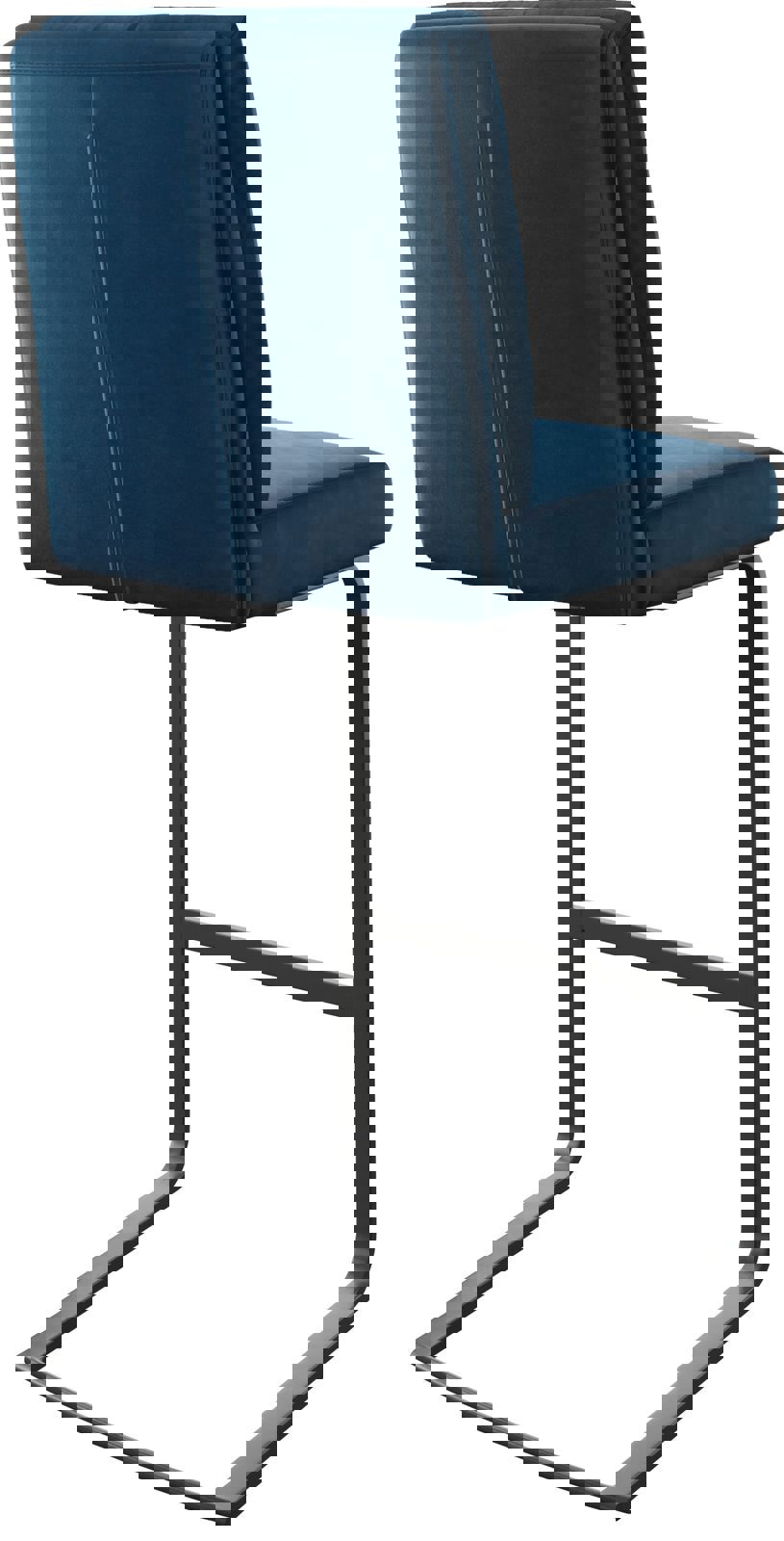 Chaise-de-bar Pela-Flex velours bleu chaise cantilever métal plat 5