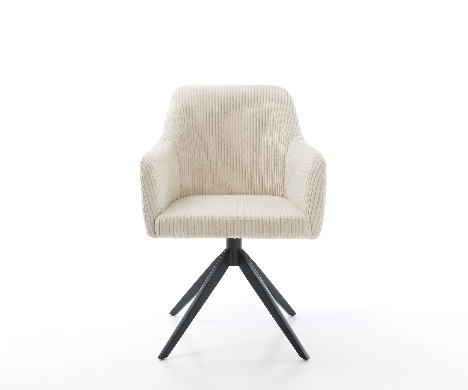 Chaise-pivotante Greg-Flex côtelé beige pied croisé large noir pivotement sur 360° fonction bascule ressorts ensachés 1