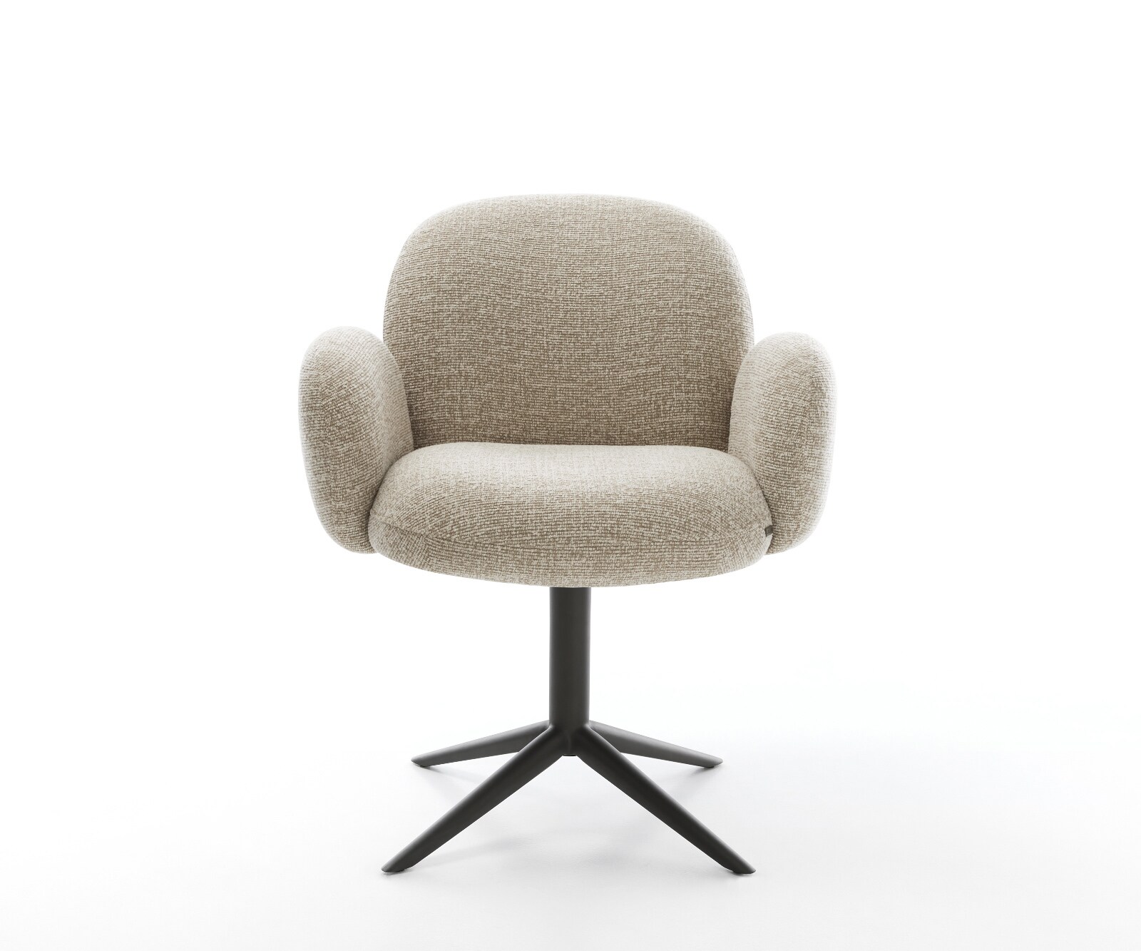 Chaise-pivotante Nube-Flex avec accoudoirs tissu tissé doux beige pied de chaise 4 branches noir pivotement sur 360° fonction bascule resorts ensachés 2