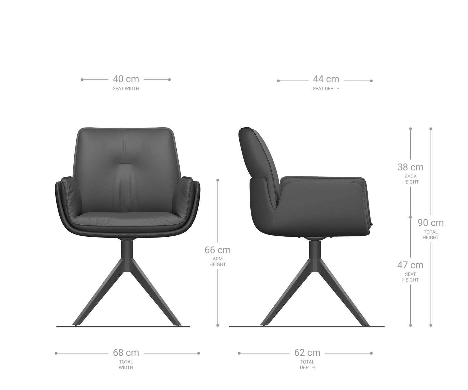 Chaise-pivotante Nela-Flex tissu mixte couleur boue pied croisé large noir pivotement sur 360° 5 Chaise-pivotante Nela-Flex tissu mixte couleur boue pied croisé large noir pivotement sur 360° 5