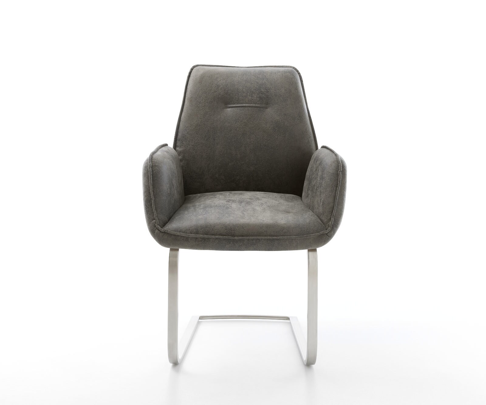 Cantilever Zoa-Flex microvelours gris antique pied cantilever plat acier inoxydable brossé ressorts ensachés 1
