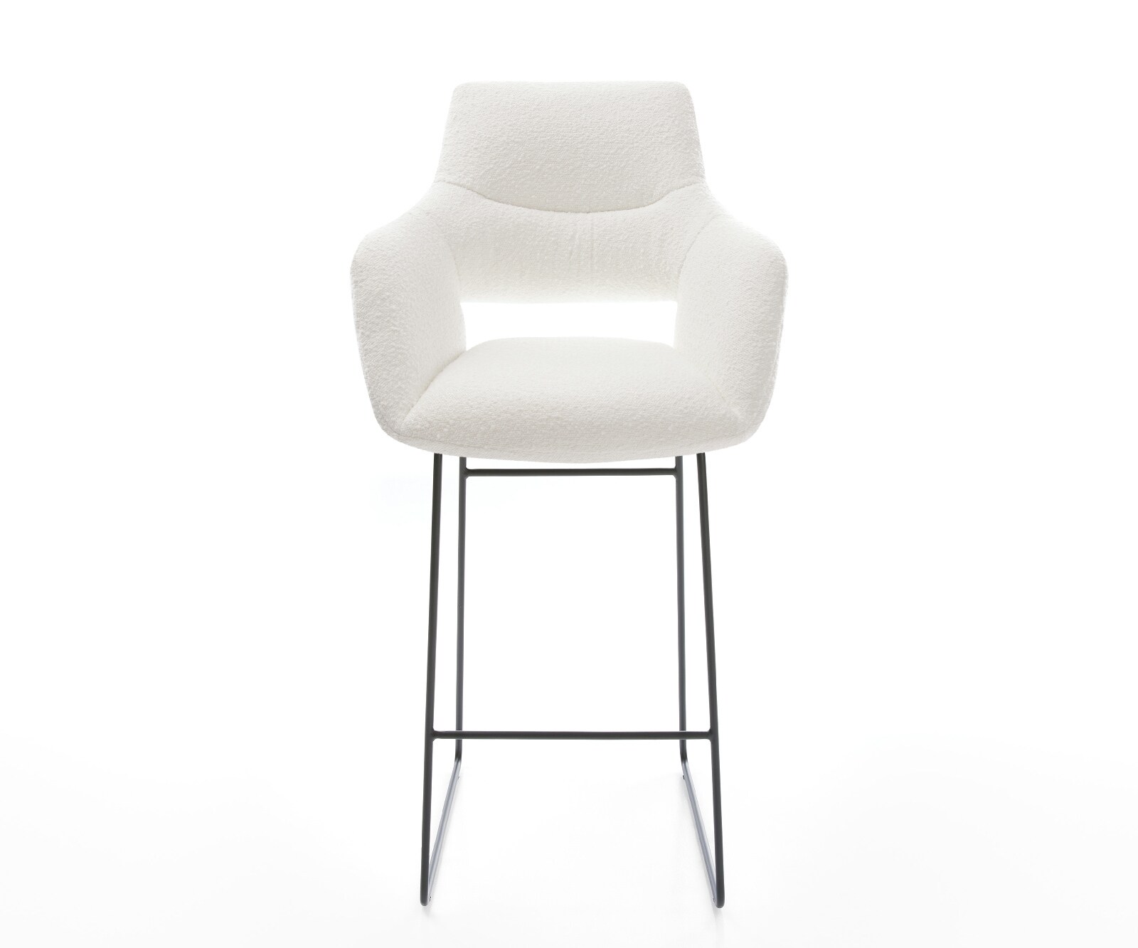 Chaise-de-bar Yago-Flex Bouclé Crème-blanc Pied trapèze noir Noir Ressort ensaché 2