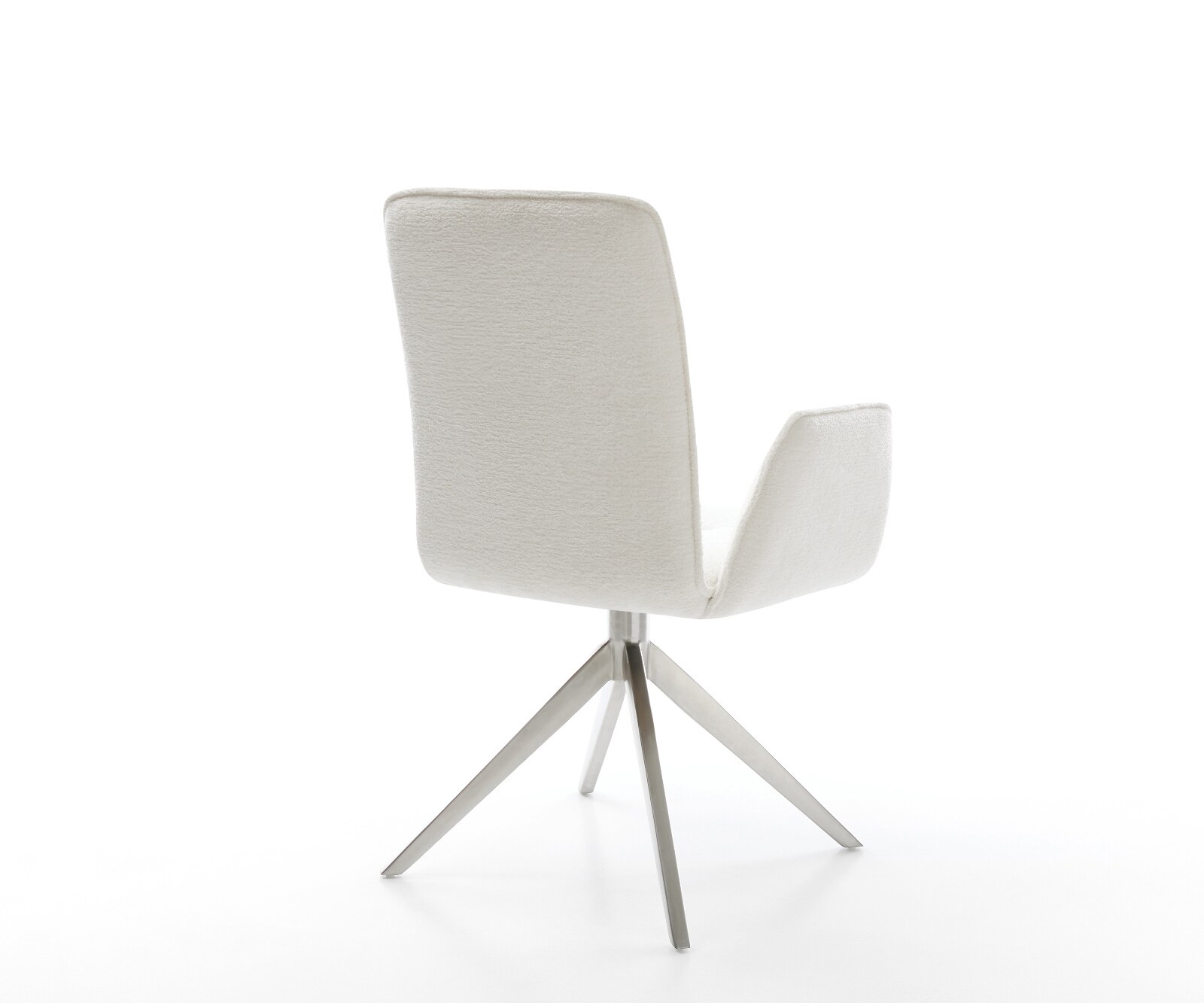 Chaise-pivotante Vinja-Flex bouclé doux beige pied croisé large acier inoxydable pivotement sur 360° fonction bascule 5