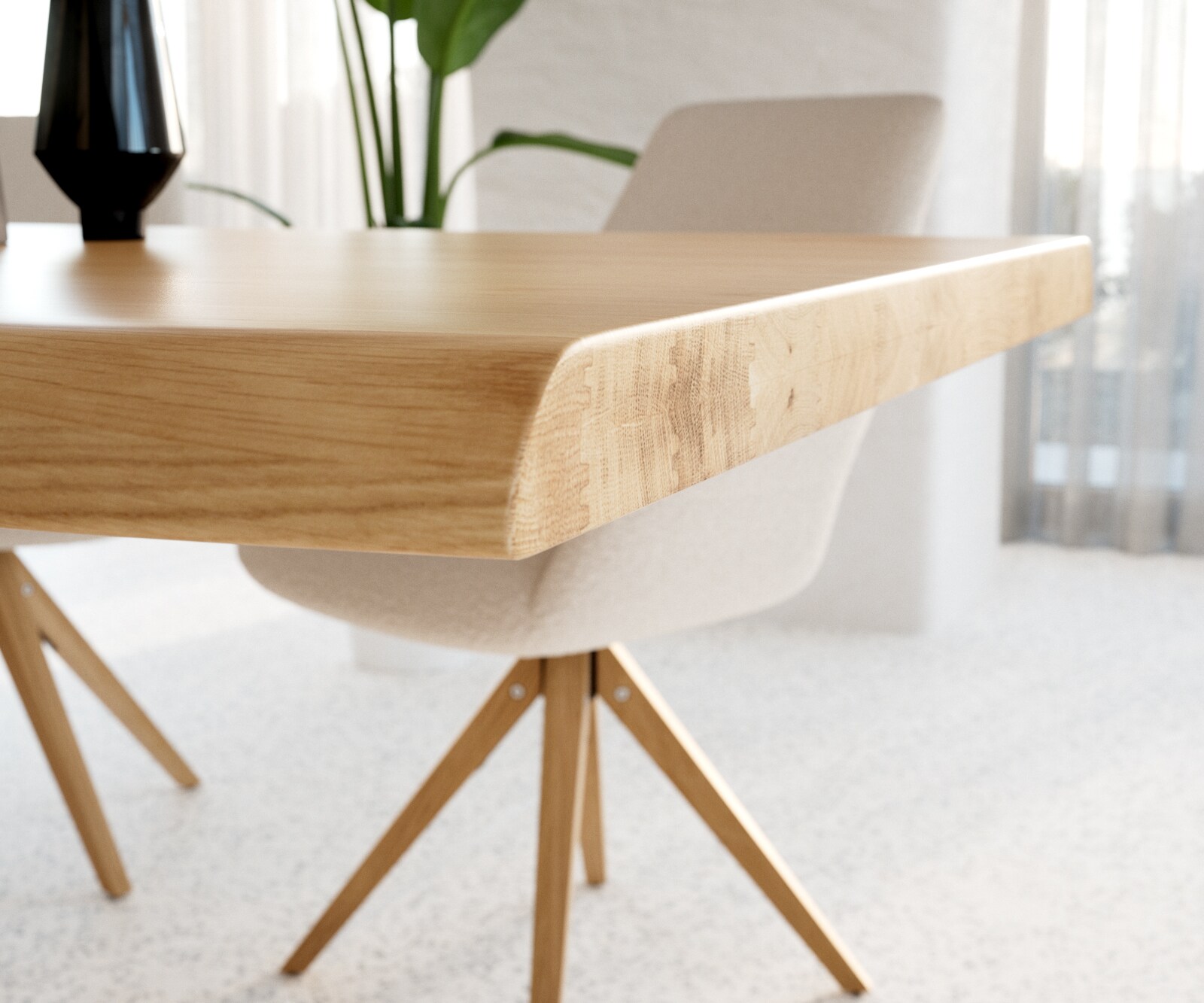 Table à manger Edge 200x100 chêne nature acier inoxydable inclinée Live-Edge 4 Table à manger Edge 200x100 chêne nature acier inoxydable inclinée Live-Edge 4