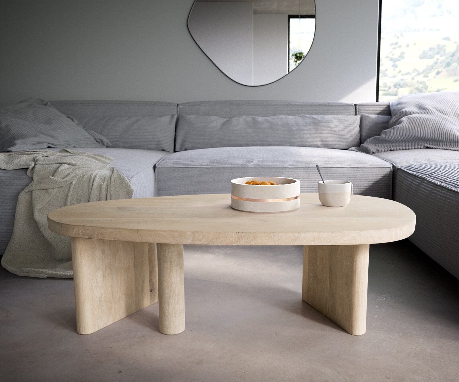 Table-basse Wido 110x50 cm Manguier White Wash 1
