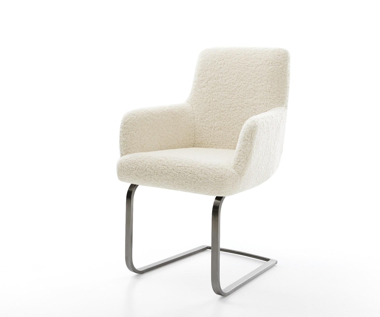 Cantilever Heira-Flex avec accoudoirs tissu teddy beige pied cantilever plat grafiete resorts ensachés 1
