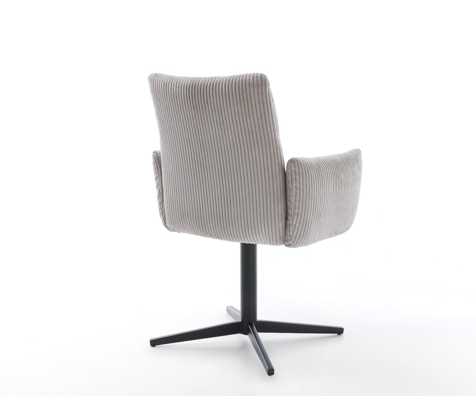 Chaise-pivotante Jova-Flex avec accoudoirs côtelé gris argenté pied de chaise 4 branches noir pivotement sur 360° ressorts ensachés 5