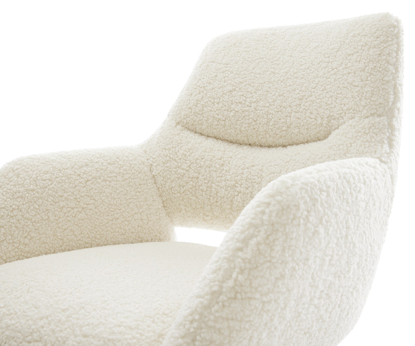Chaise-pivotante Yago-Flex avec accoudoirs tissu teddy beige pied croisé large aspect titane pivotement sur 360° fonction bascule ressorts ensachés 4