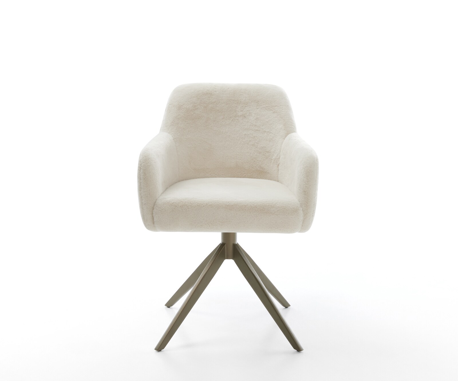 Chaise-pivotante Greg-Flex peluche crème-blanc pied croisé large aspect titane pivotement sur 360° fonction bascule resorts ensachés 2