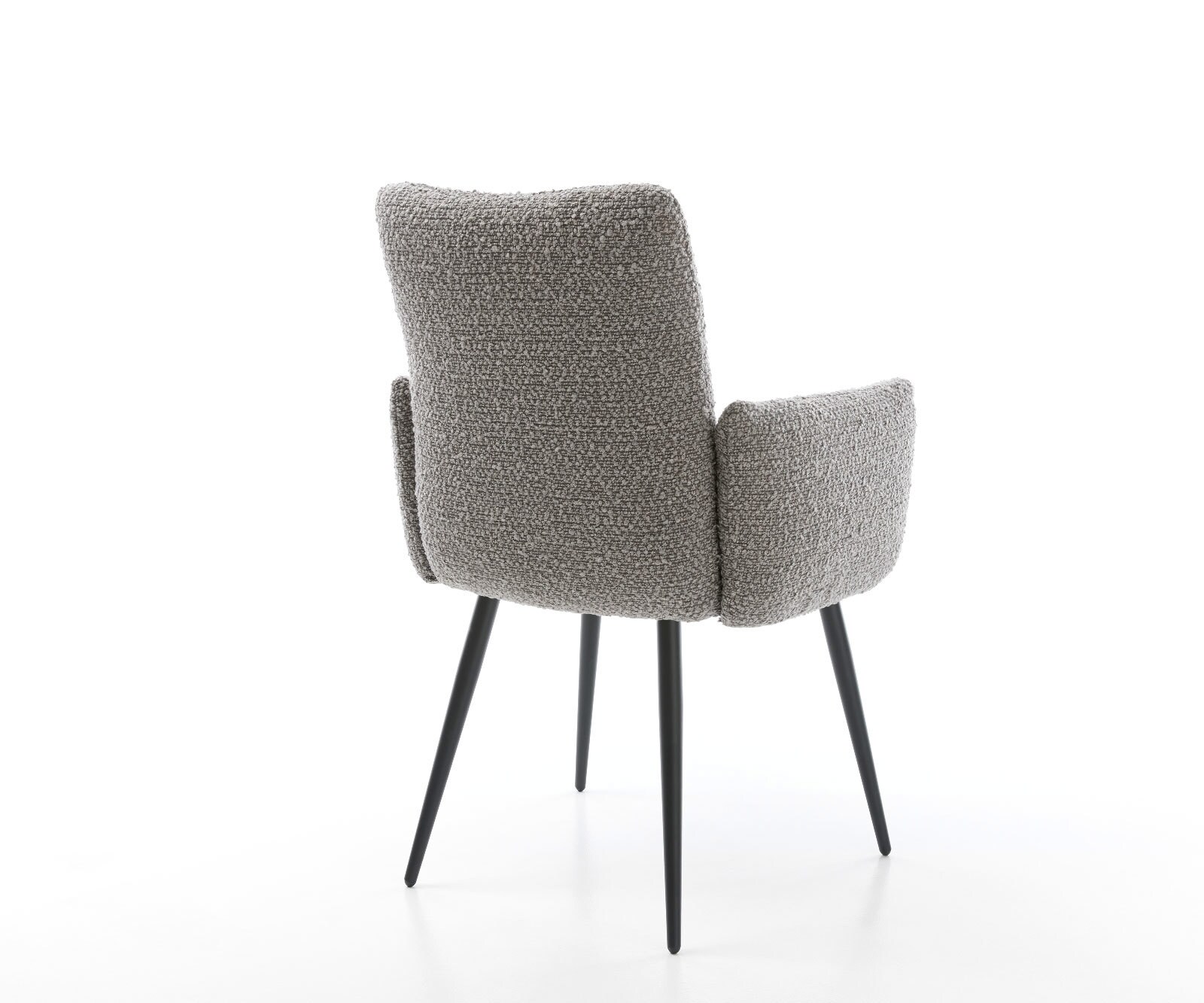 Chaise-de-salle-à-manger Jova-Flex avec accoudoirs bouclé gris argenté 4 pieds coniques noir ressorts ensachés 5