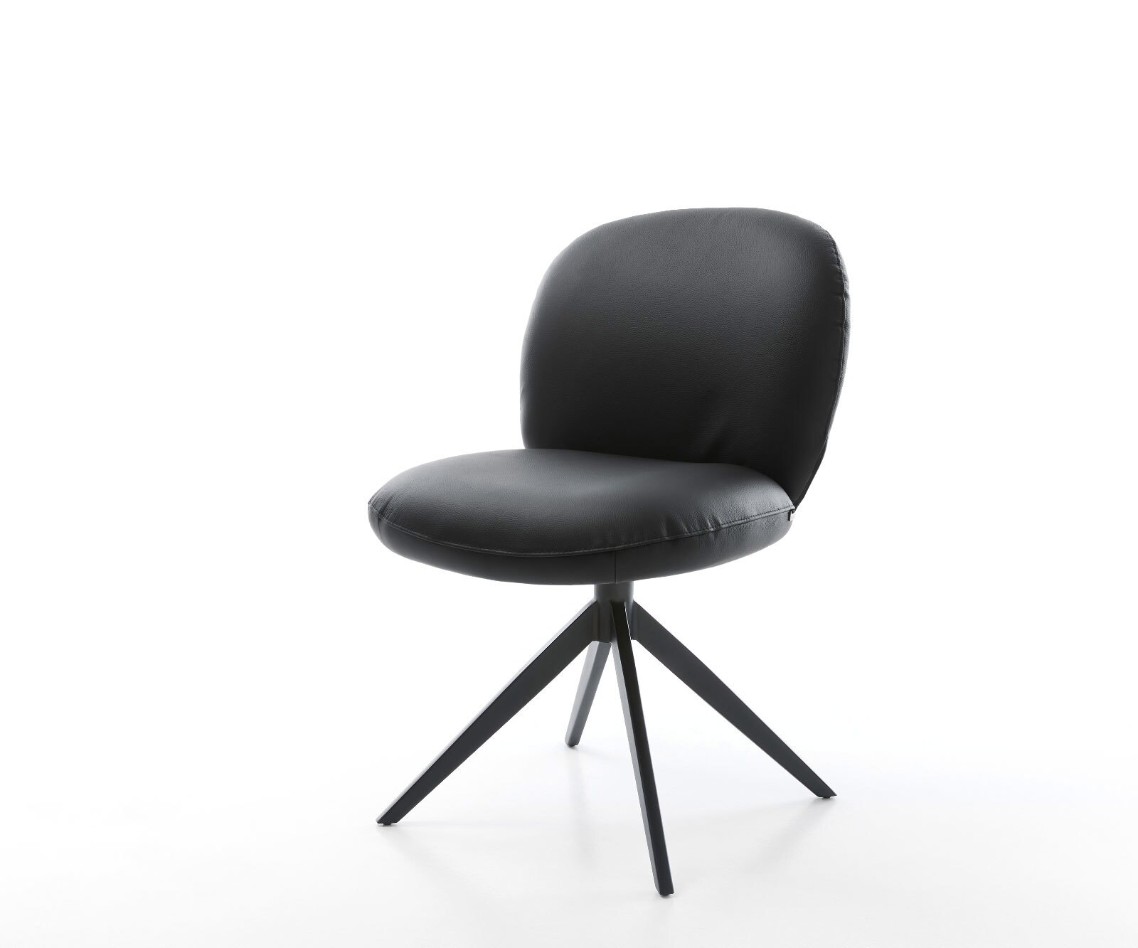 Chaise-pivotante Nube-Flex cuir de vache noir pied croisé large noir pivotement sur 360° fonction bascule ressorts ensachés