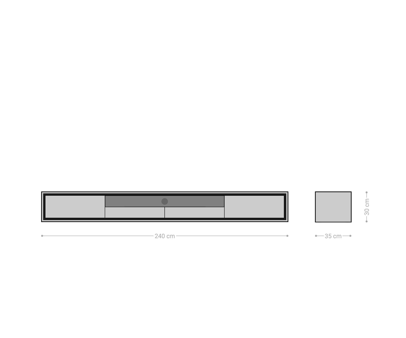 Meuble-TV Stonegrace 240 cm acacia marron 2 portes 2 tiroirs 1 compartiment Placage pierre Flottant 6