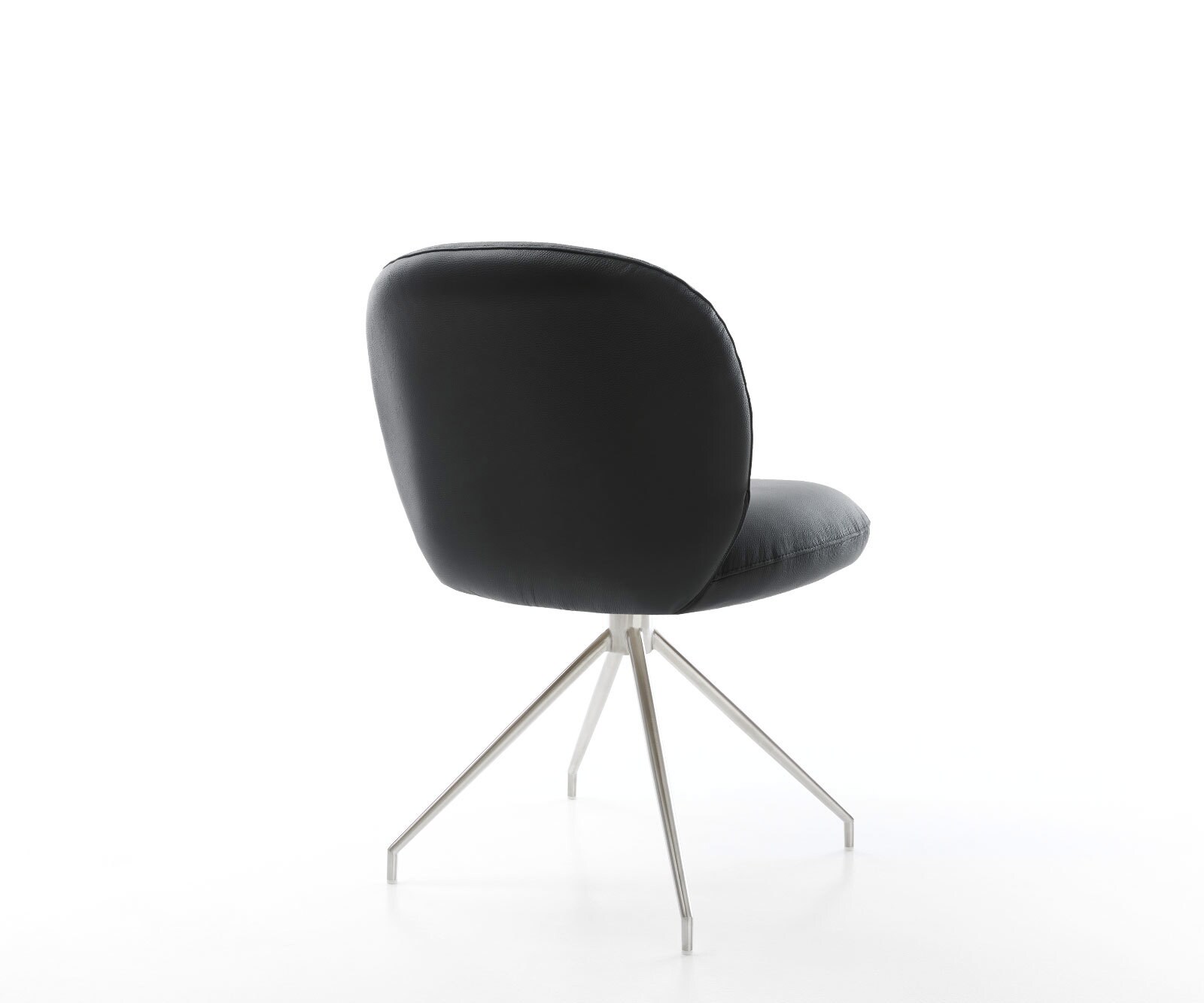 Chaise-pivotante Nube-Flex cuir de vache noir pied croisé conique acier inoxydable brossé pivotement sur 180° ressorts ensachés 4 Chaise-pivotante Nube-Flex cuir de vache noir pied croisé conique acier inoxydable brossé pivotement sur 180° ressorts ensachés 4