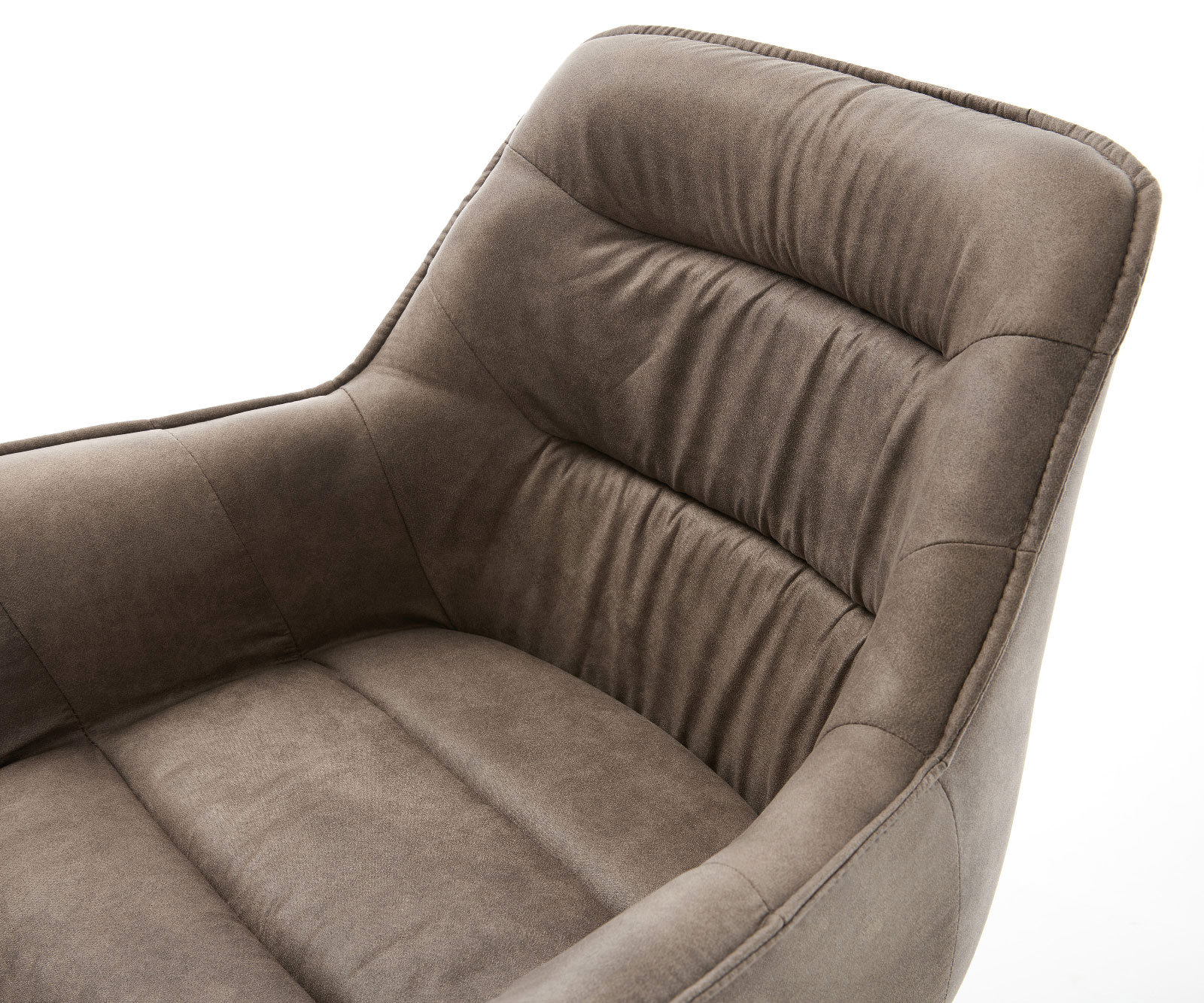 Chaise-de-salle-à-manger Kaira-Flex microvelours taupe vintage pied croisé conique acier inoxydable brossé 3 Chaise-de-salle-à-manger Kaira-Flex microvelours taupe vintage pied croisé conique acier inoxydable brossé 3