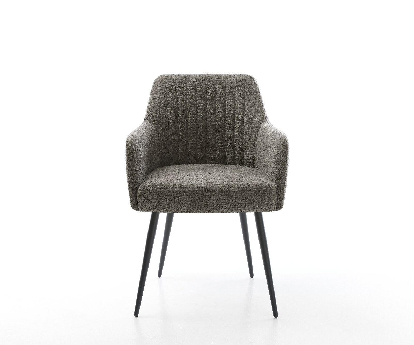 Chaise-de-salle-à-manger Greg-Flex bouclé doux couleur boue 4 pieds coniques noir resorts ensachés 2