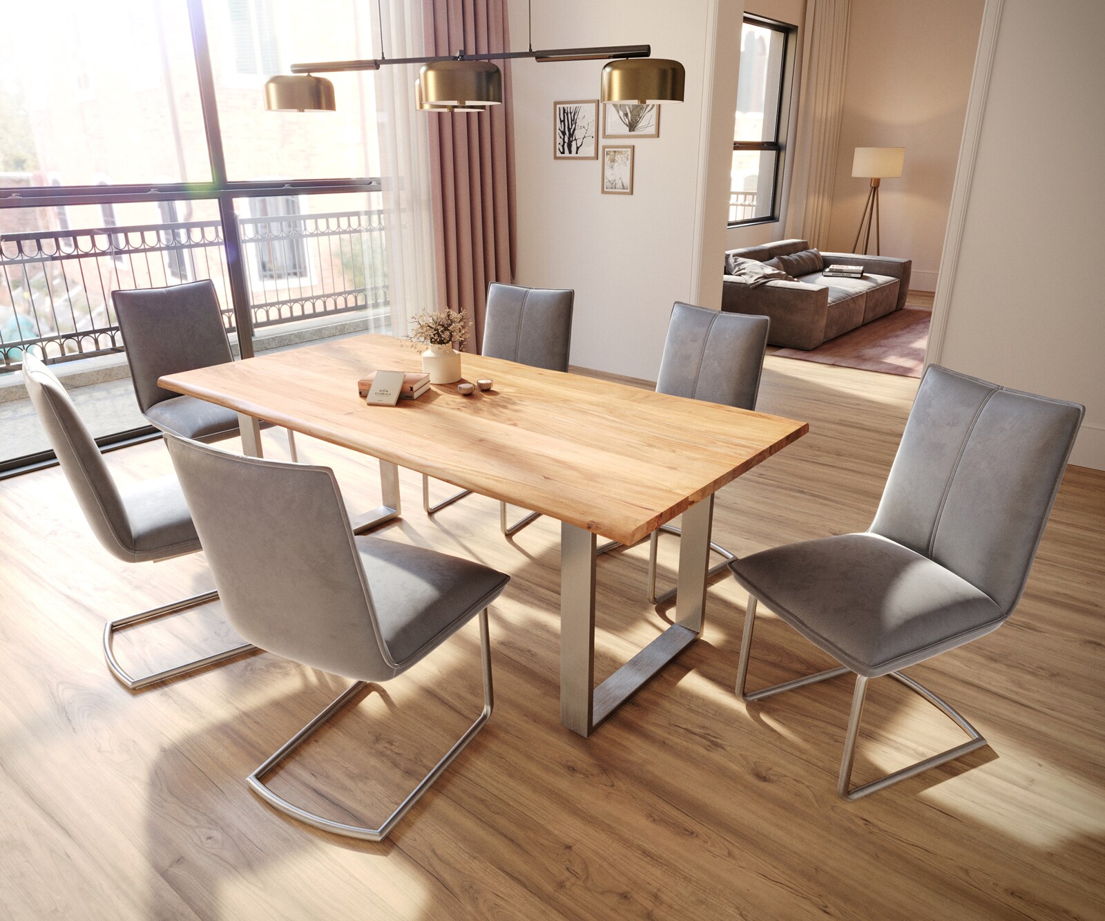 Cantilever Lelio-Flex velours gris pied cantilever rond acier inoxydable brossé ressorts ensachés 3 Cantilever Lelio-Flex velours gris pied cantilever rond acier inoxydable brossé ressorts ensachés 3