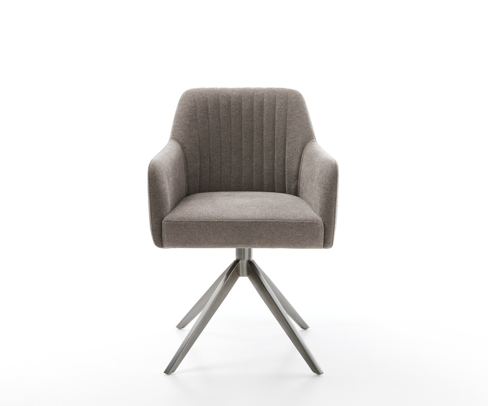 Chaise-pivotante Greg-Flex tissu structuré doux taupe pied croisé large grafiete pivotement sur 360° fonction bascule ressorts ensachés 1