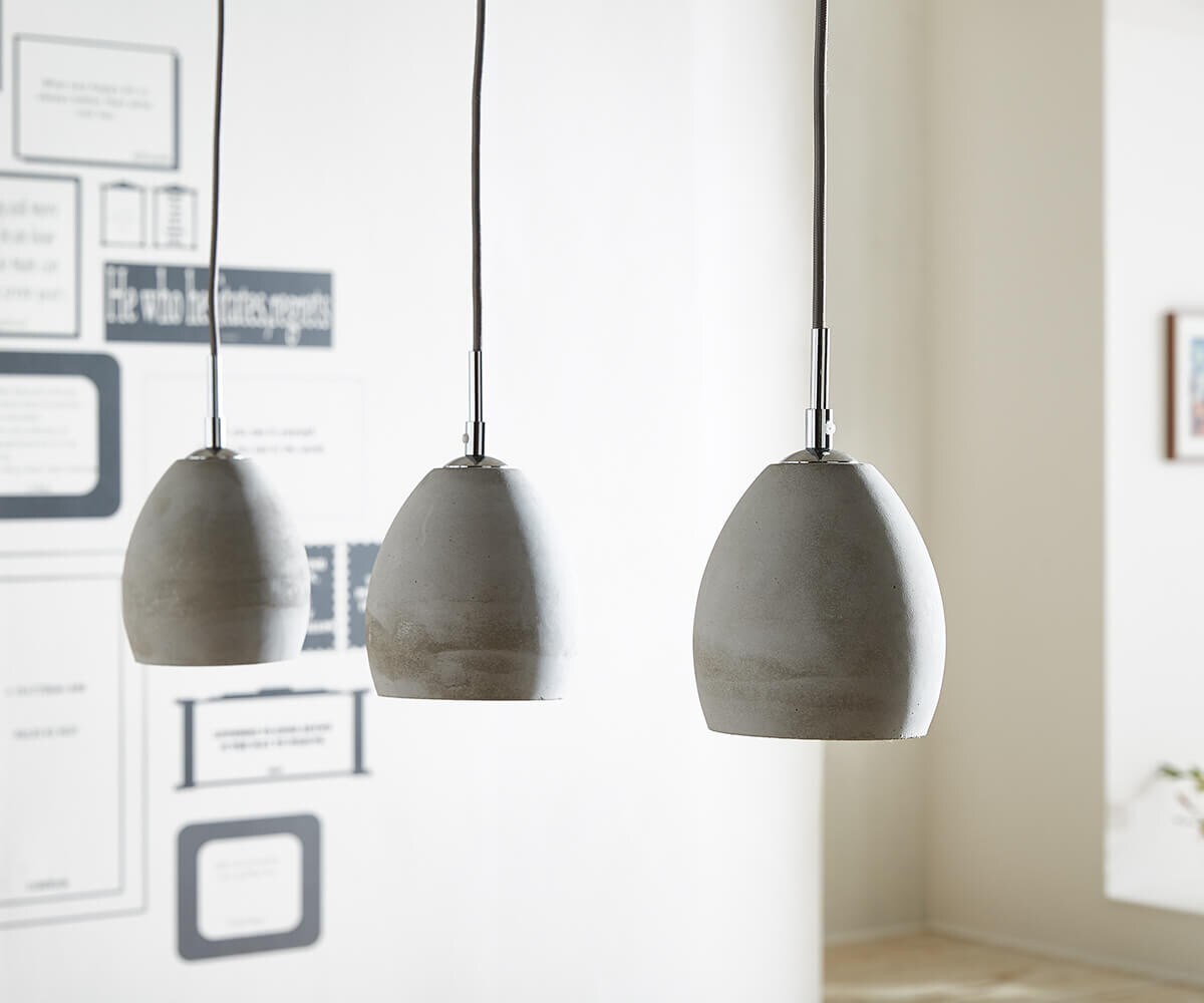 Plafonnier Cirillo gris 70x15 cm 3 abat-jour suspension béton 1
