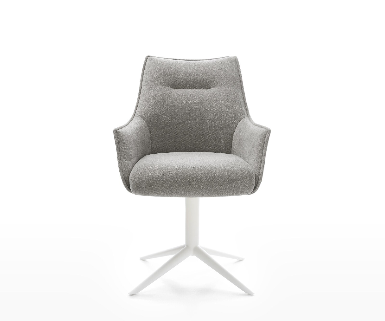 Chaise-pivotante Alja-Flex avec accoudoirs tissu structuré doux gris pied de chaise 4 branches blanc pivotement sur 360° fonction bascule resorts ensachés 2