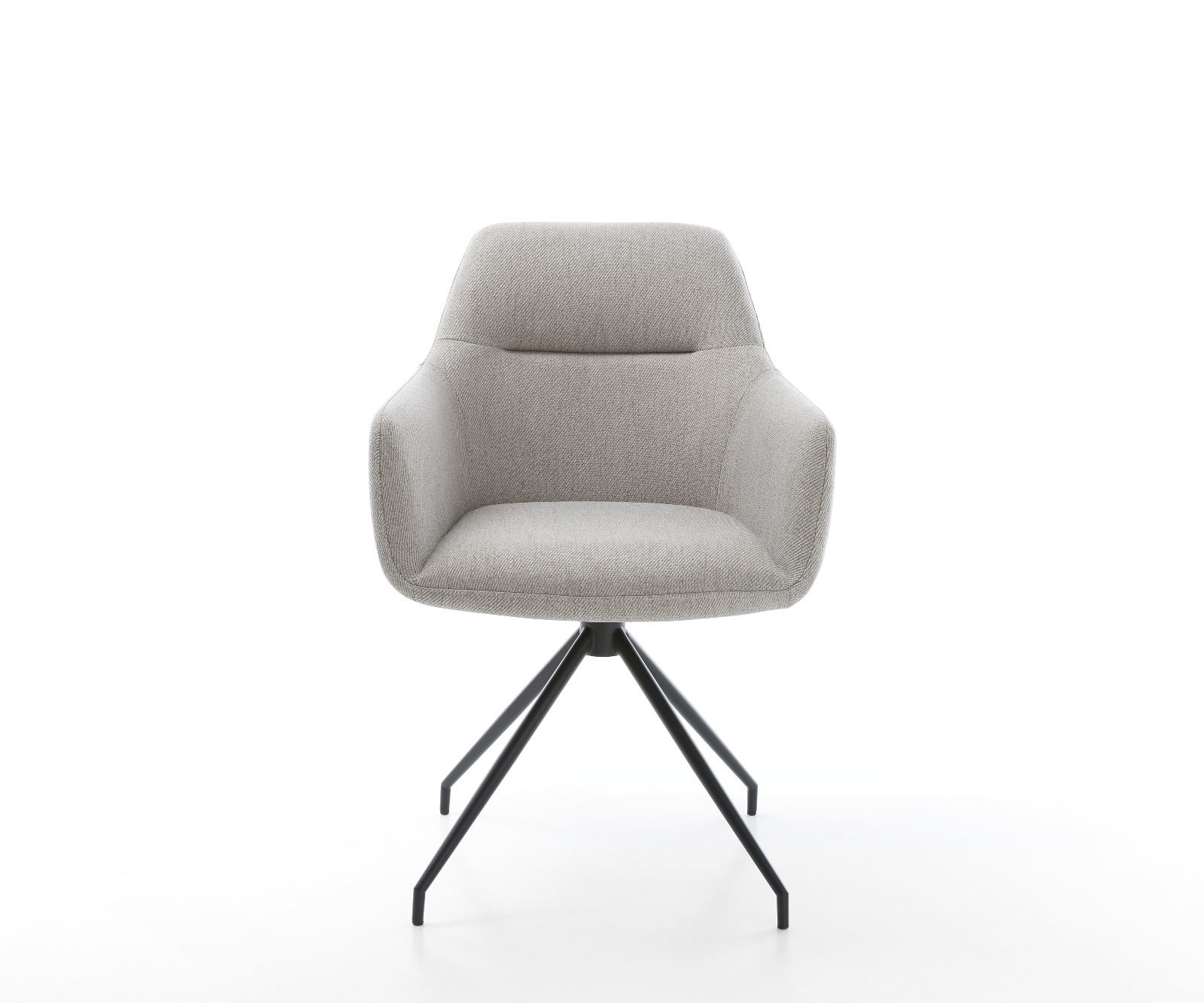 Chaise-de-salle-à-manger Pejo-Flex rayures gris clair pied croisé conique noir ressorts ensachés 1 Chaise-de-salle-à-manger Pejo-Flex rayures gris clair pied croisé conique noir ressorts ensachés 1