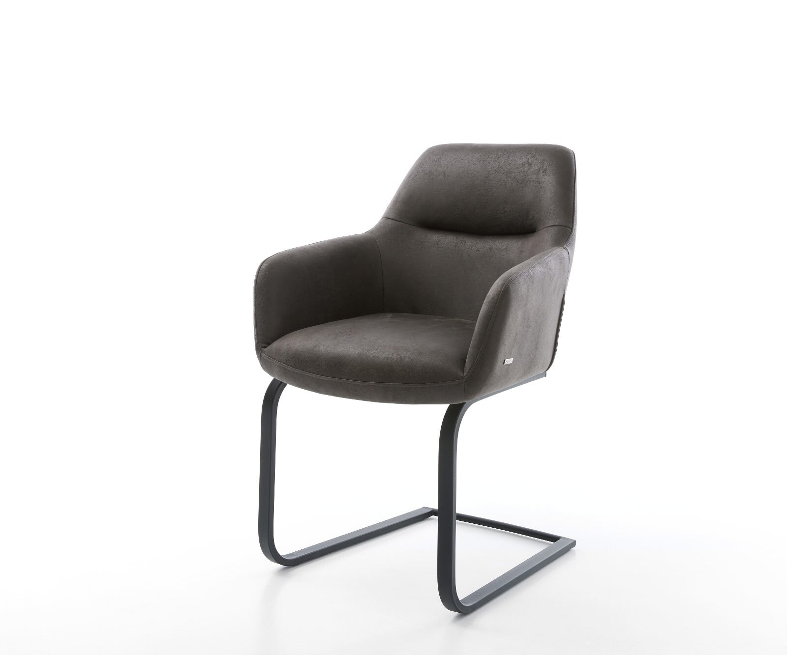 Cantilever Pejo-Flex microvelours anthracite vintage pied cantilever plat noir ressorts ensachés