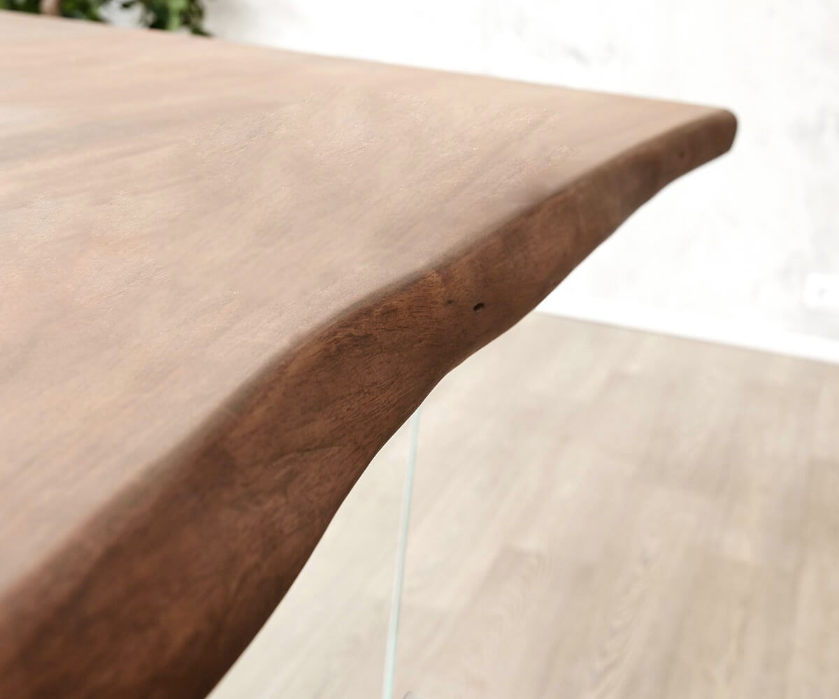 Table-à-manger Edge 200x100cm XL acacia marron verre Live-Edge 5 Table-à-manger Edge 200x100cm XL acacia marron verre Live-Edge 5