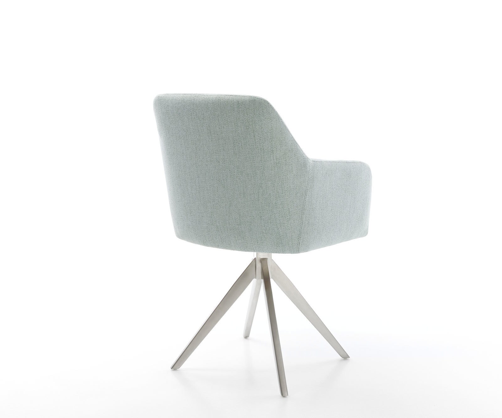 Chaise-de-salle-à-manger Greg-Flex rayures Vert menthe pied croisé angulaire acier inoxydable brossé 4
