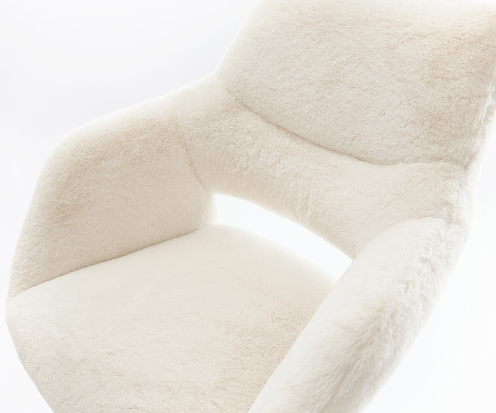 Chaise-de-bar Yago-Flex Peluche Crème-blanc Pied pivotant réglable en hauteur blanc Blanc Ressort ensaché 4