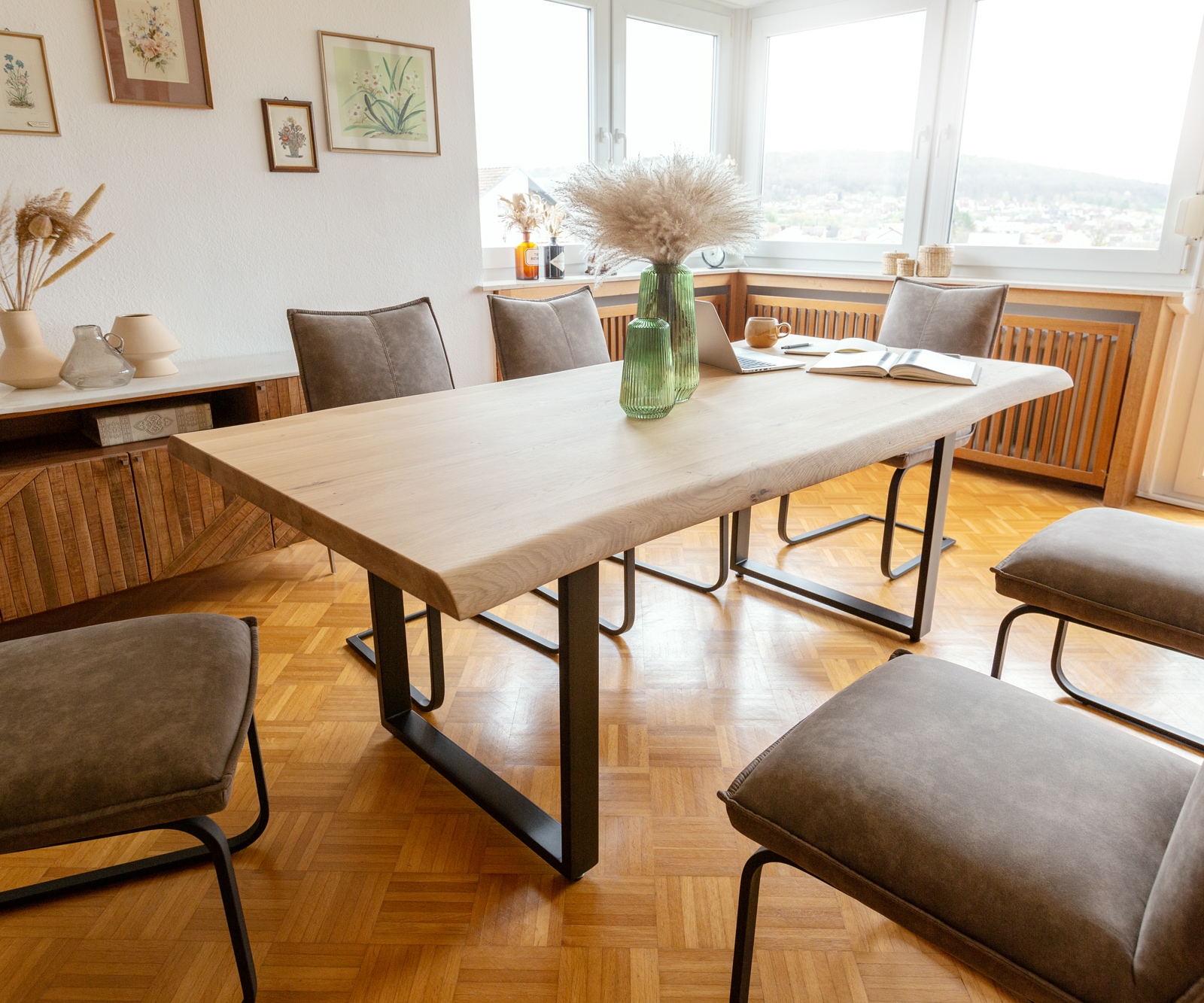 Table à manger Edge 200x100 chêne nature patin noir Live-Edge 4